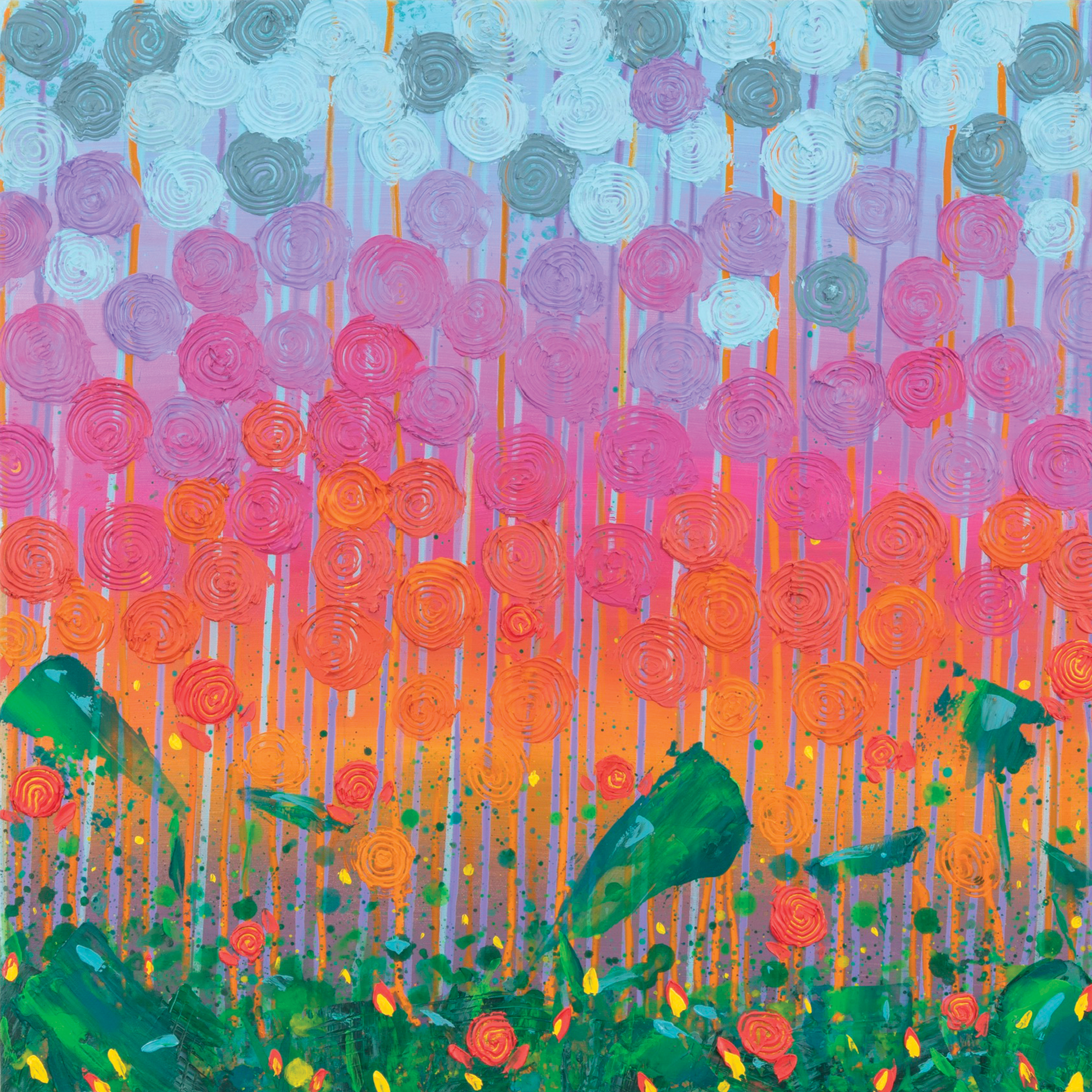 2' x 2' wooden gesso panel. acrylic paint, based on the month March.