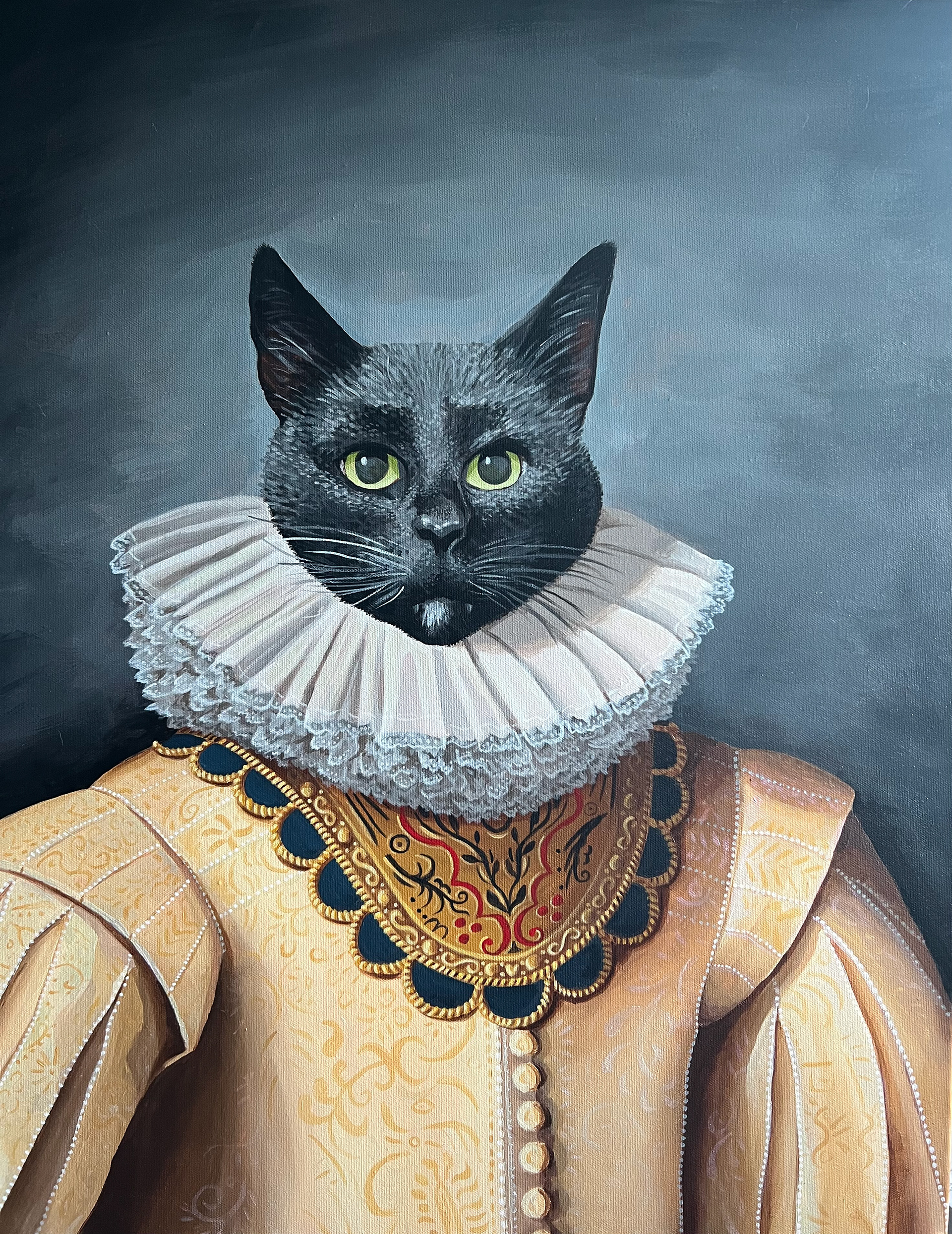 Acrylic Paint, 24 x 36, Cat Portrait