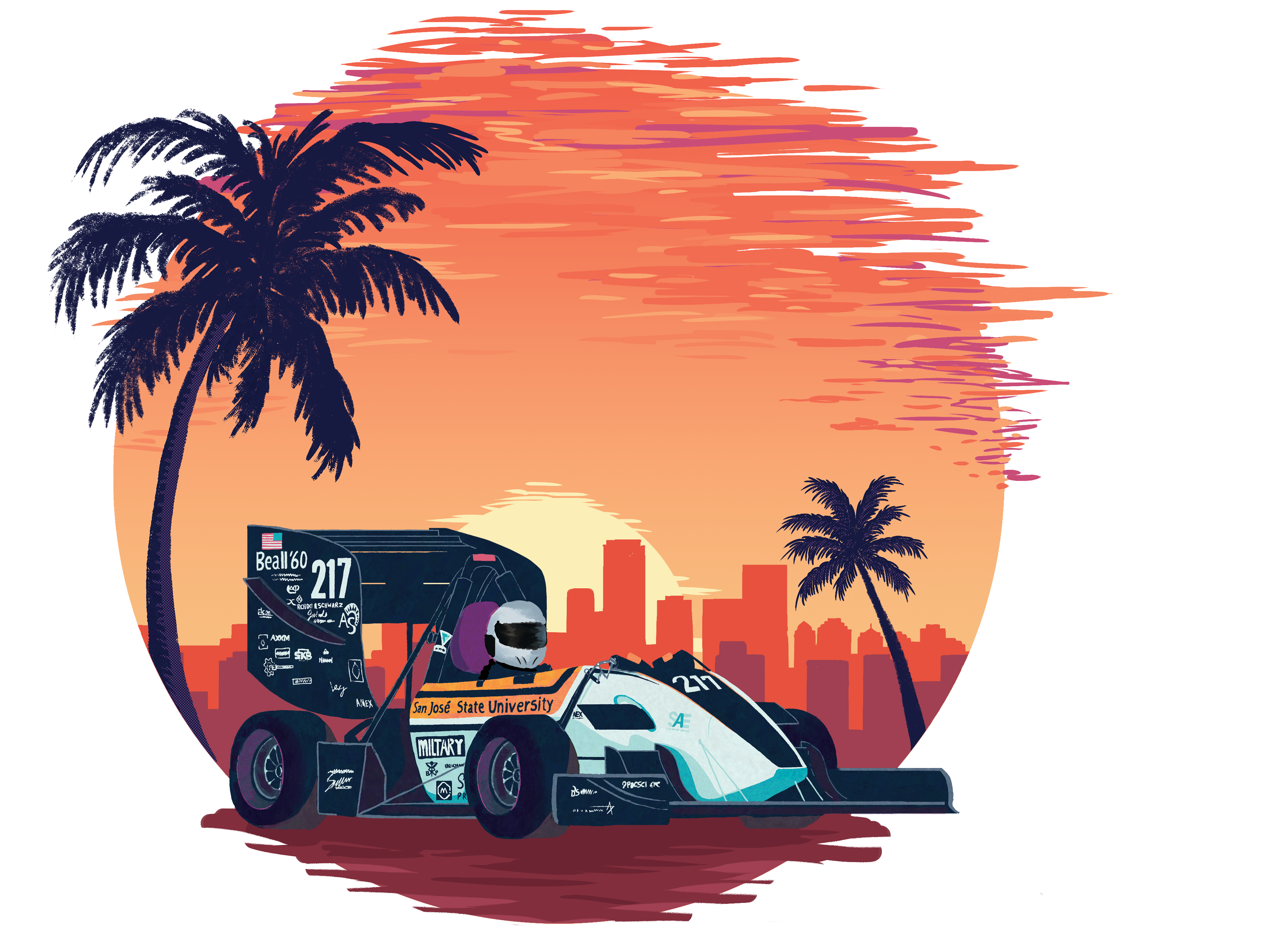  SJSU Race Team Design, Commission, Digital Illustration, 2024 