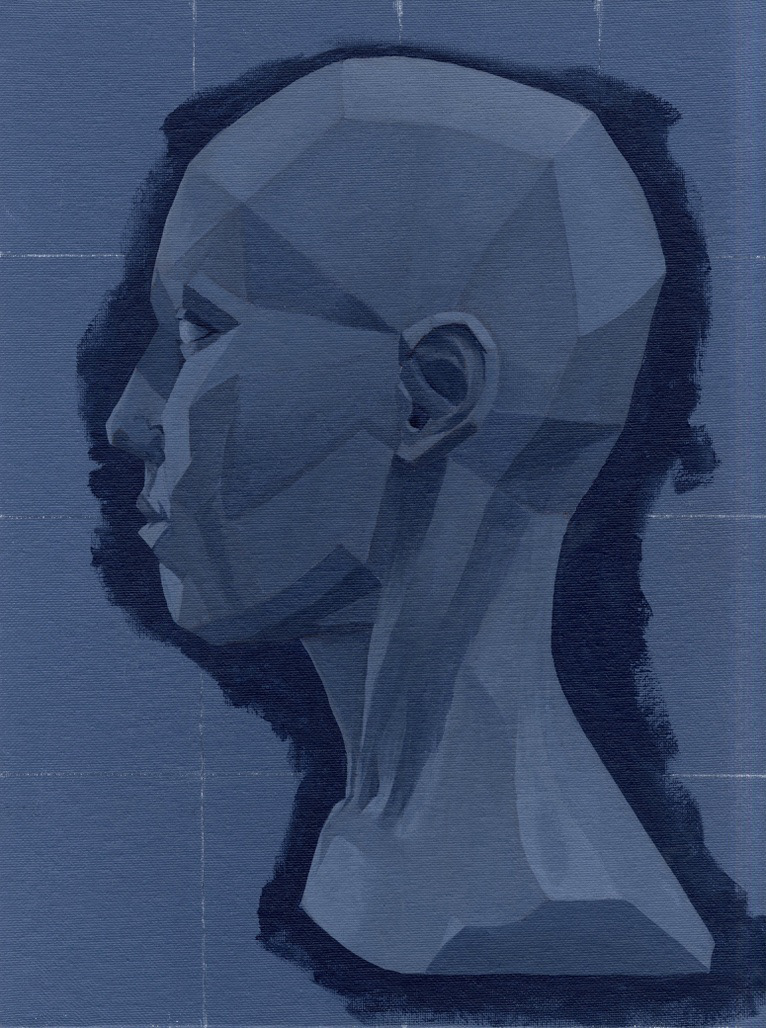 Acrylic Paint, 8.5 x 11, facial structure study
