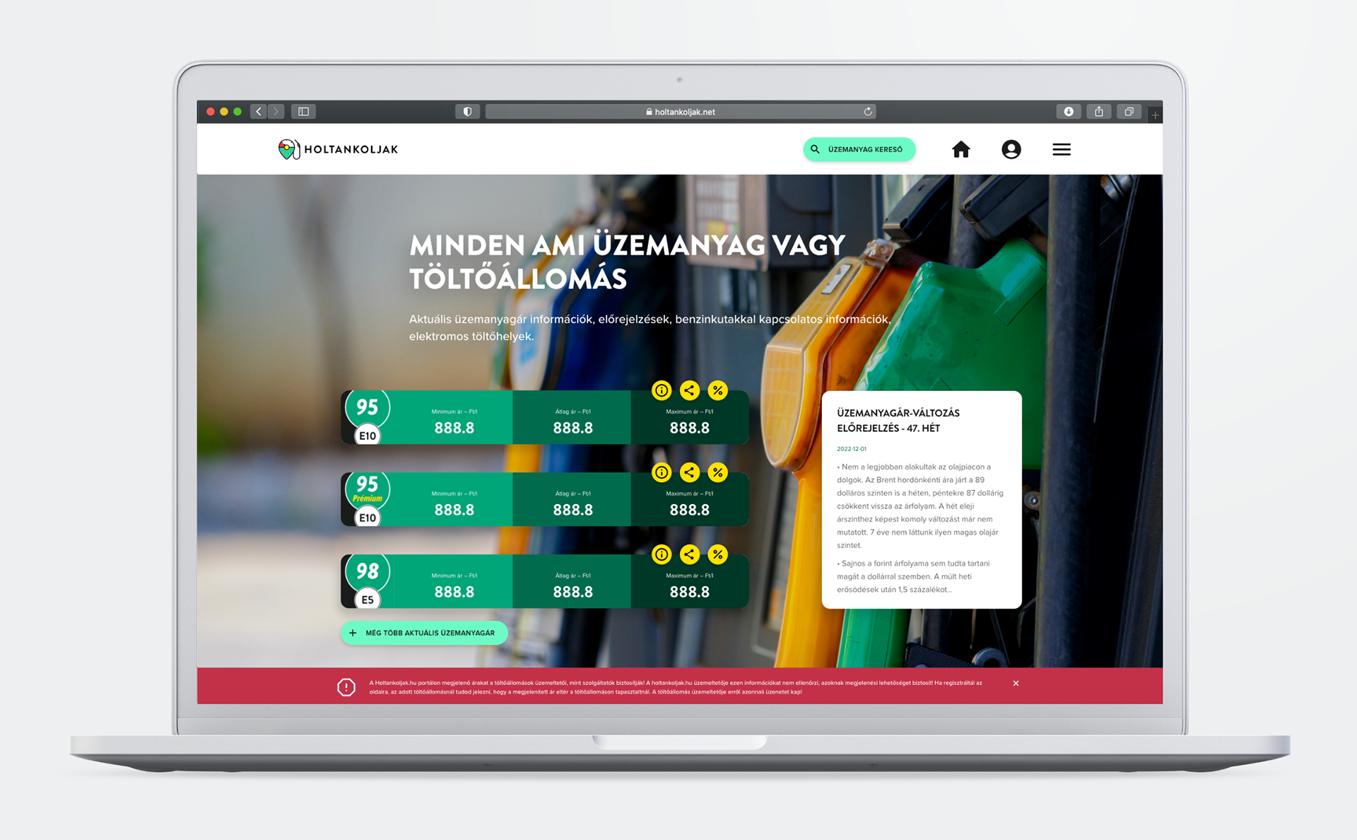 • Client: 3 P Online Kft. • Deliverables: Brand identity and website redesign for Holtankoljak.hu • Year: 2022-2023