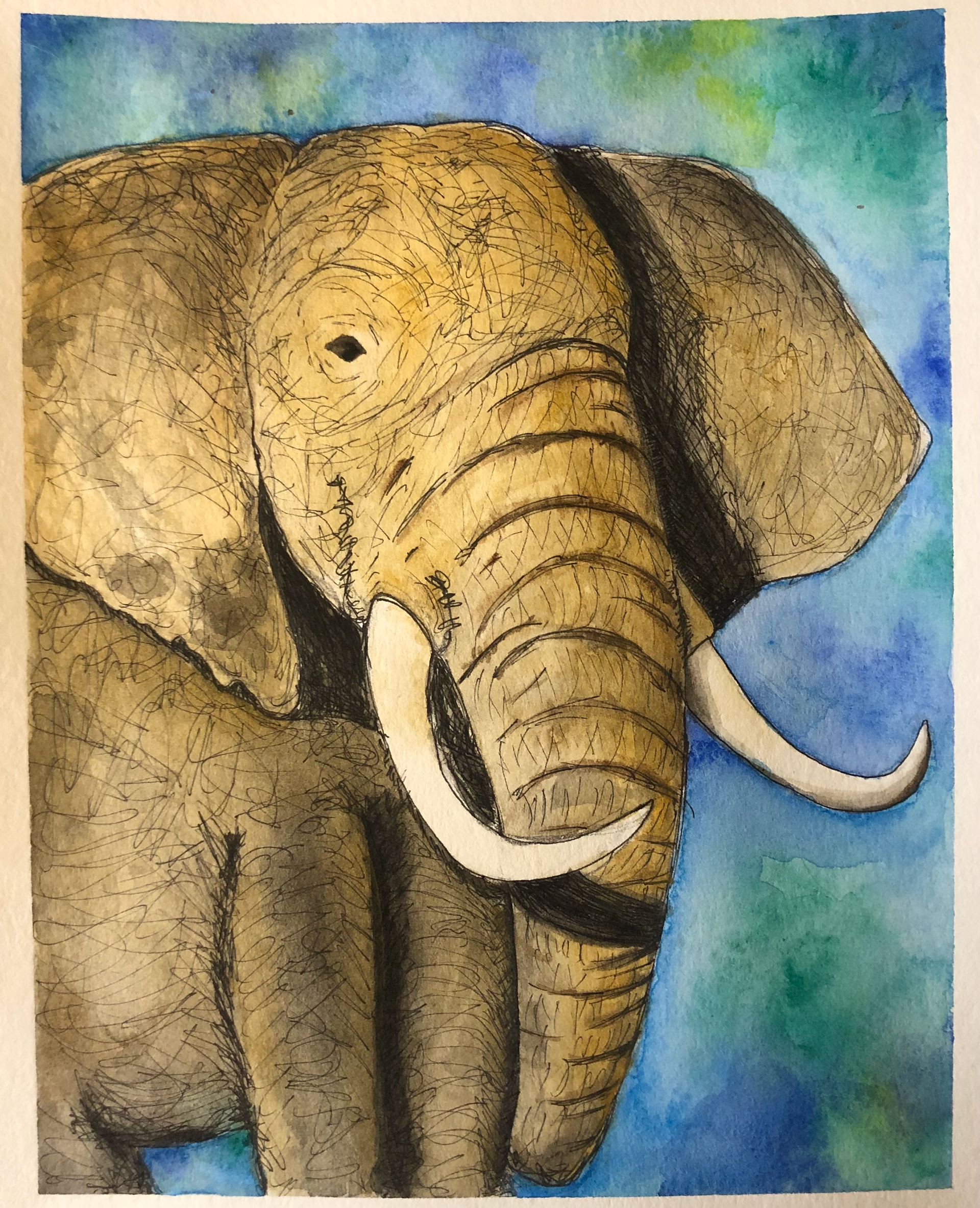 Happy Elephant - 8" x 10"