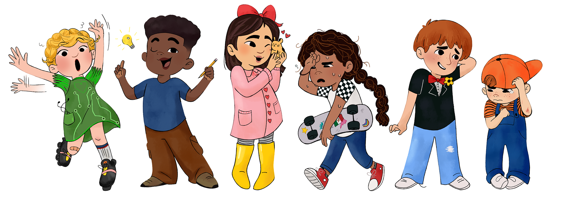 Character explorations for LUCAS'S TRICKY DAY