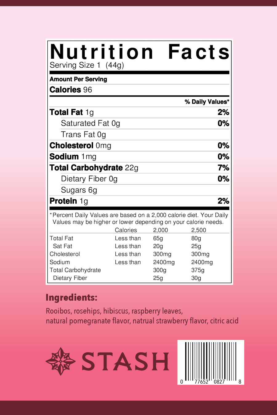 Back: Nutritional Facts