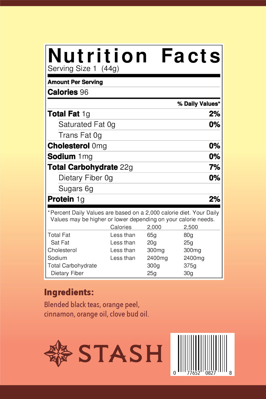 Back: Nutritional Facts
