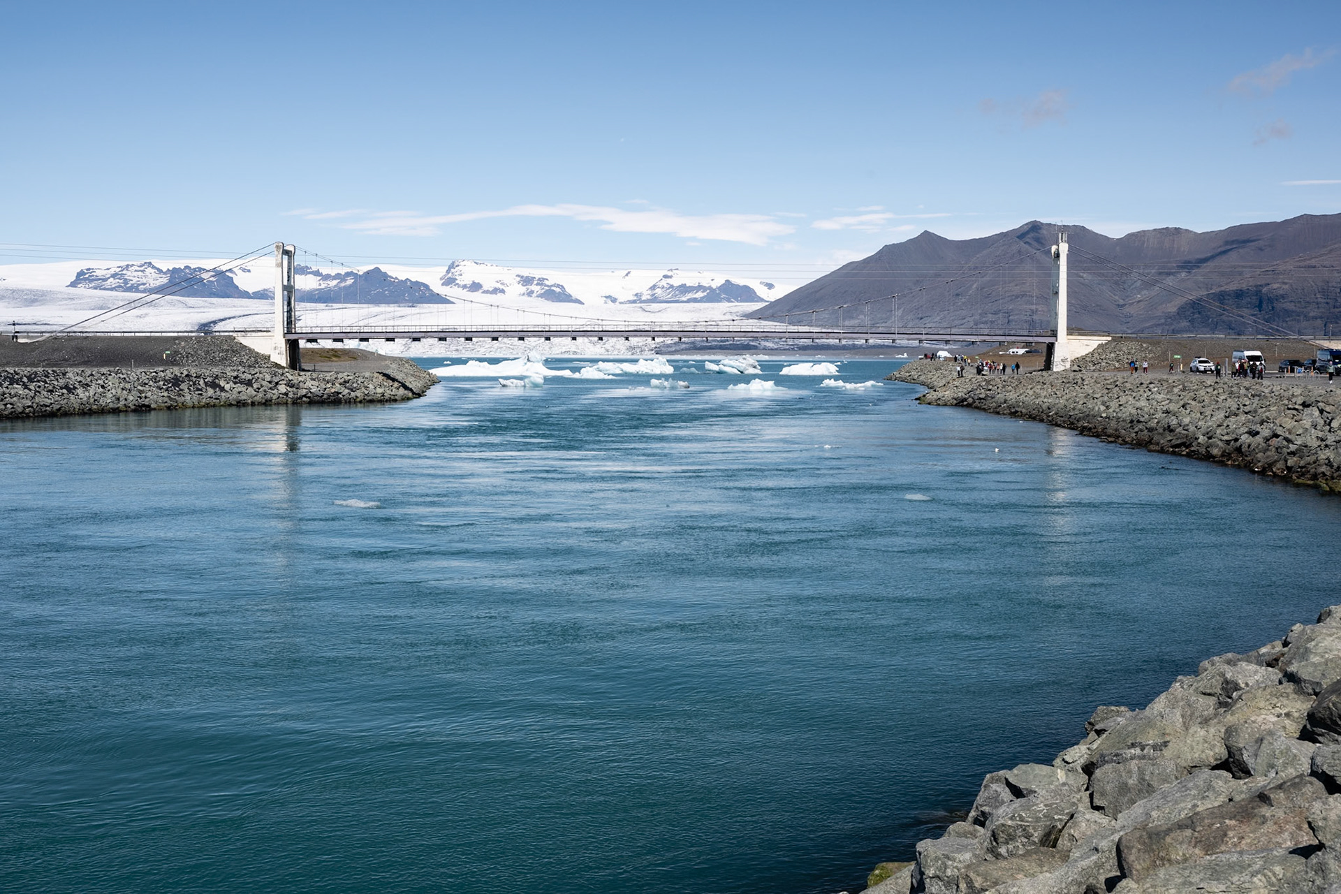 View of Jökulsárlón iceberg lagoon
