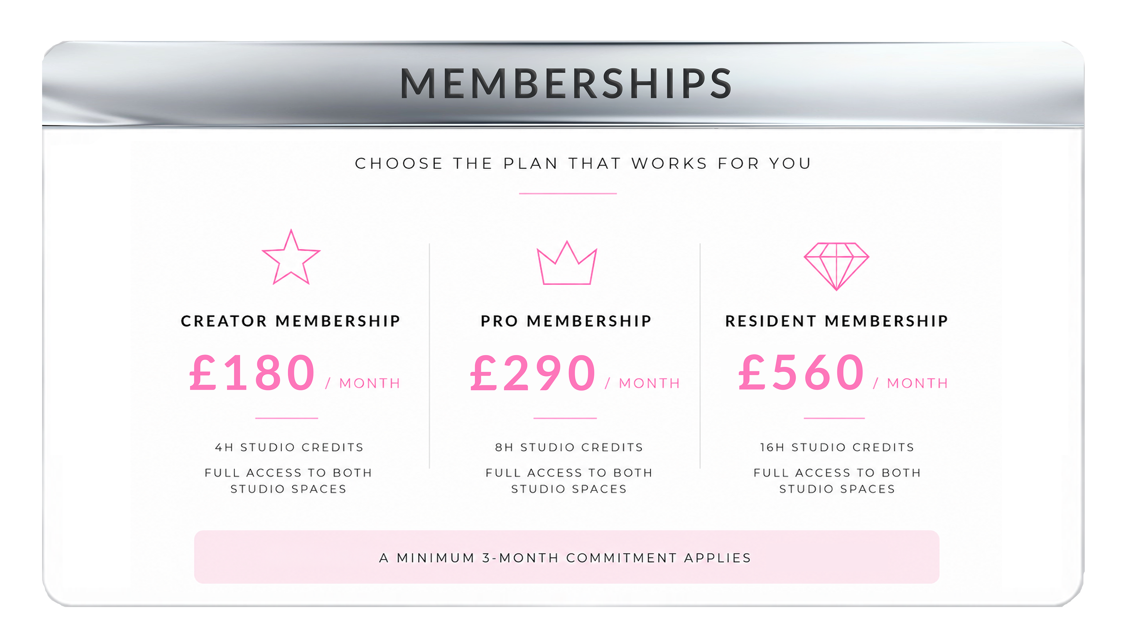 Need to book our studio on a regular basis? View our discounted membership options for content creators who require a studio in Nottingham City center