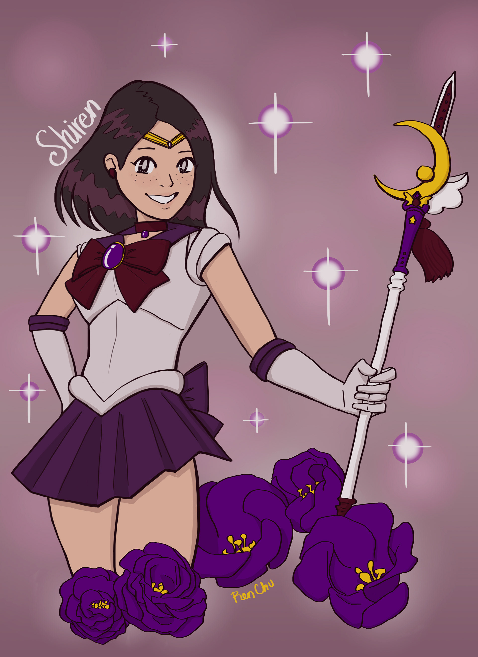 sailor moon style custom portrait commission