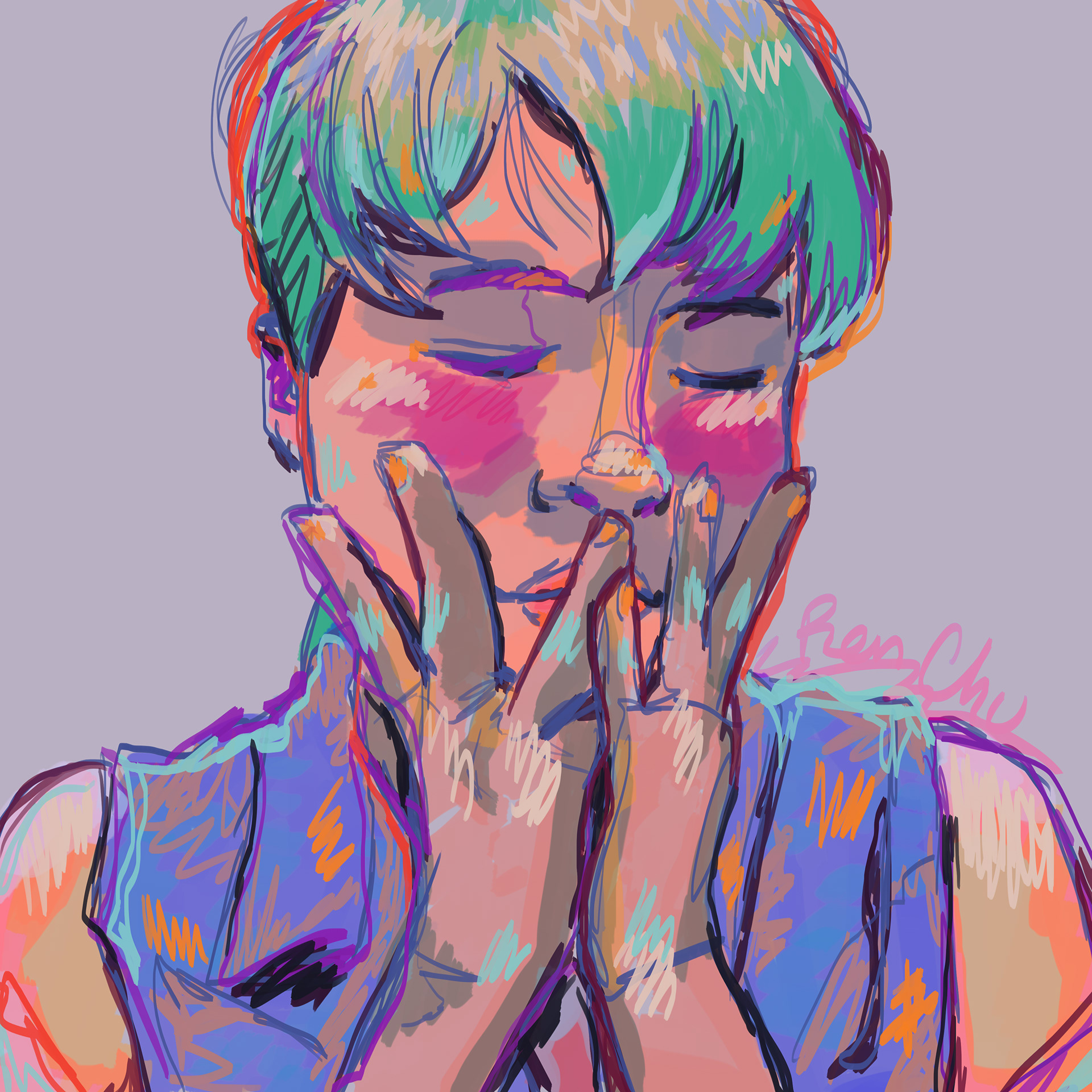 sketchy self portrait art