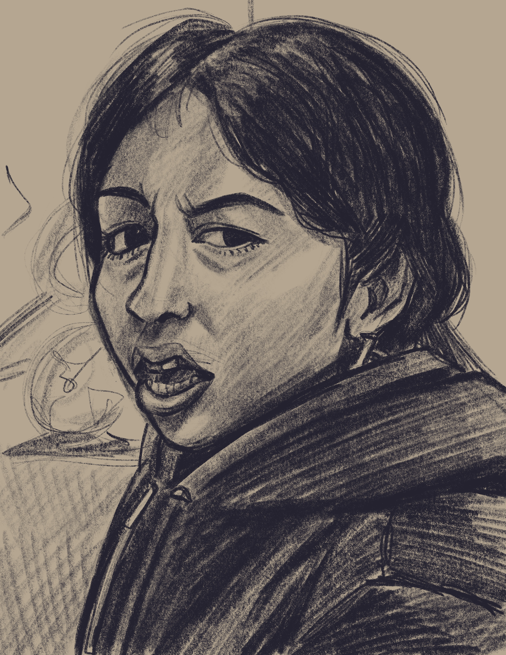 sketchy self portrait art