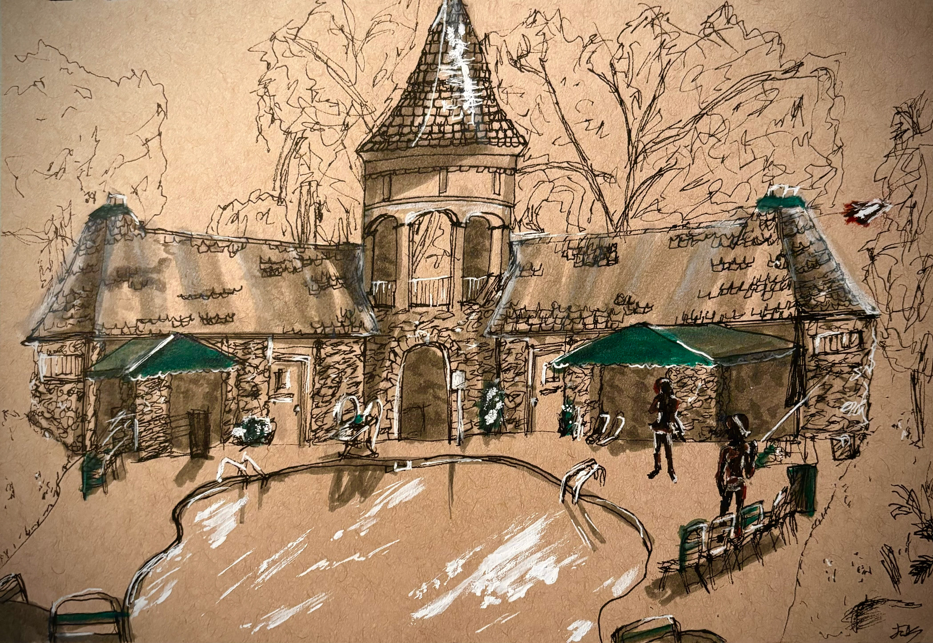 The Graylyn Estate, Winston Salem, Mixed Media, April 24