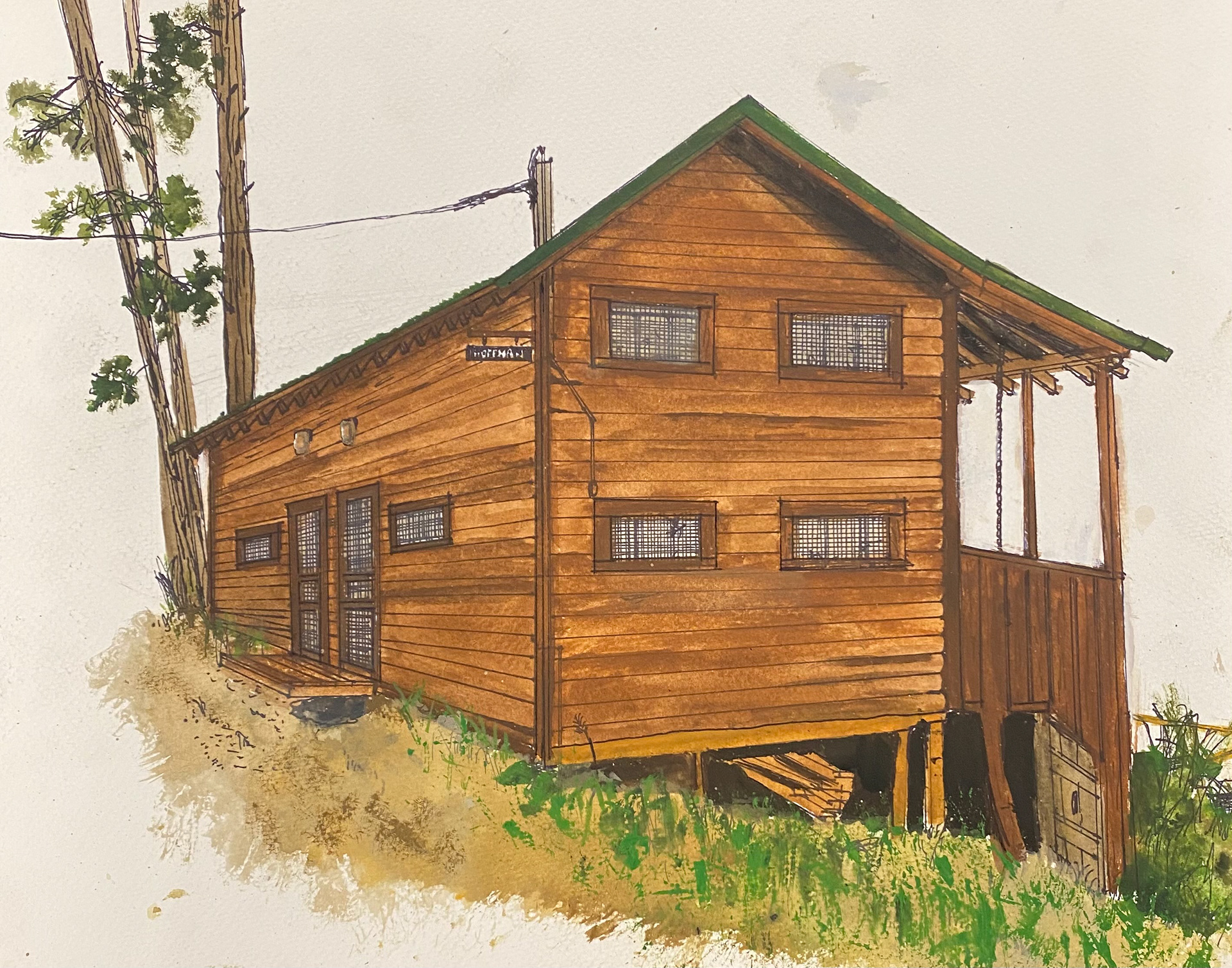 Hoffman House, Hand Painted Rendering, Gouache, July 2022