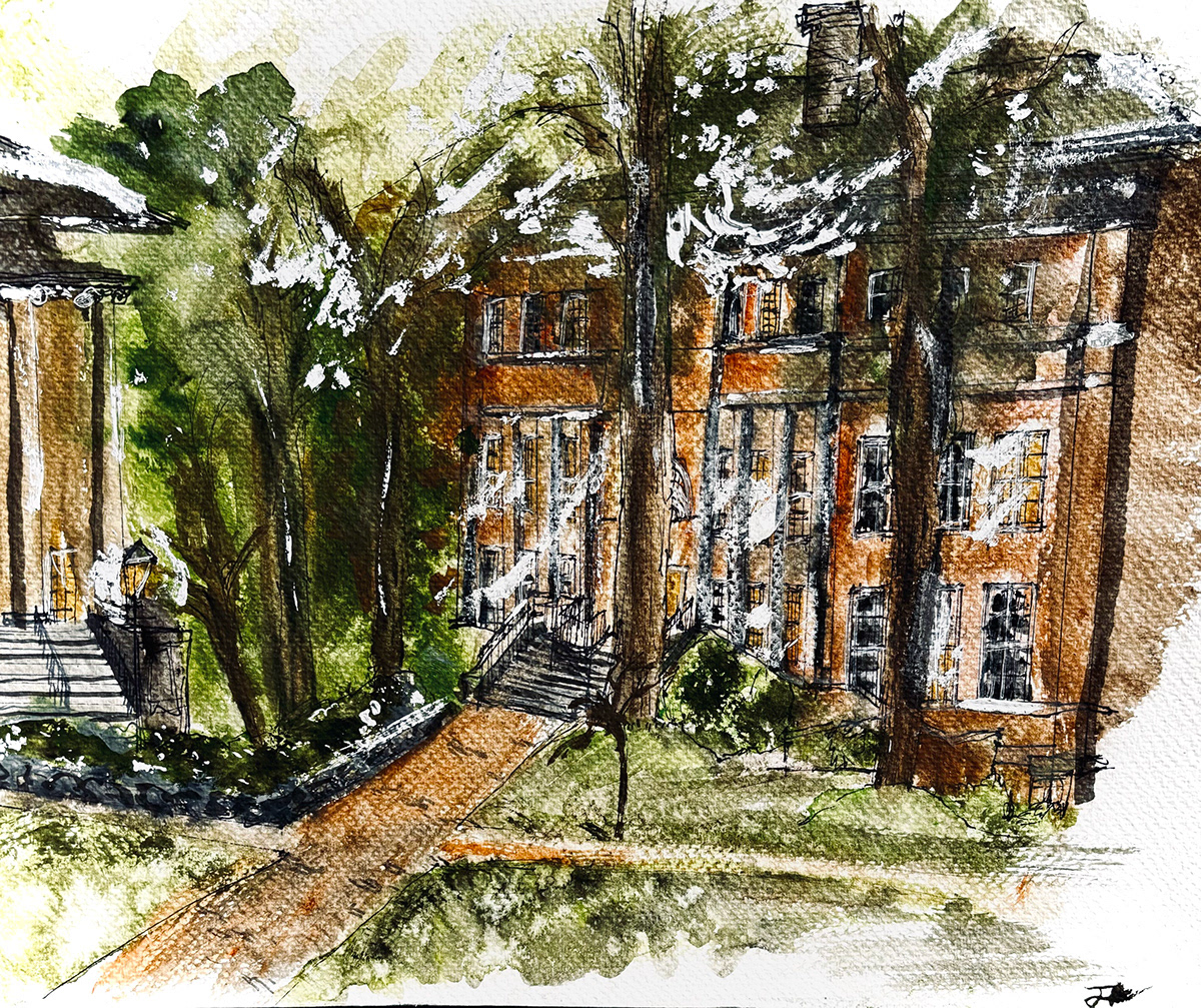 Gouache, UNC Chapel Hill, May 2024