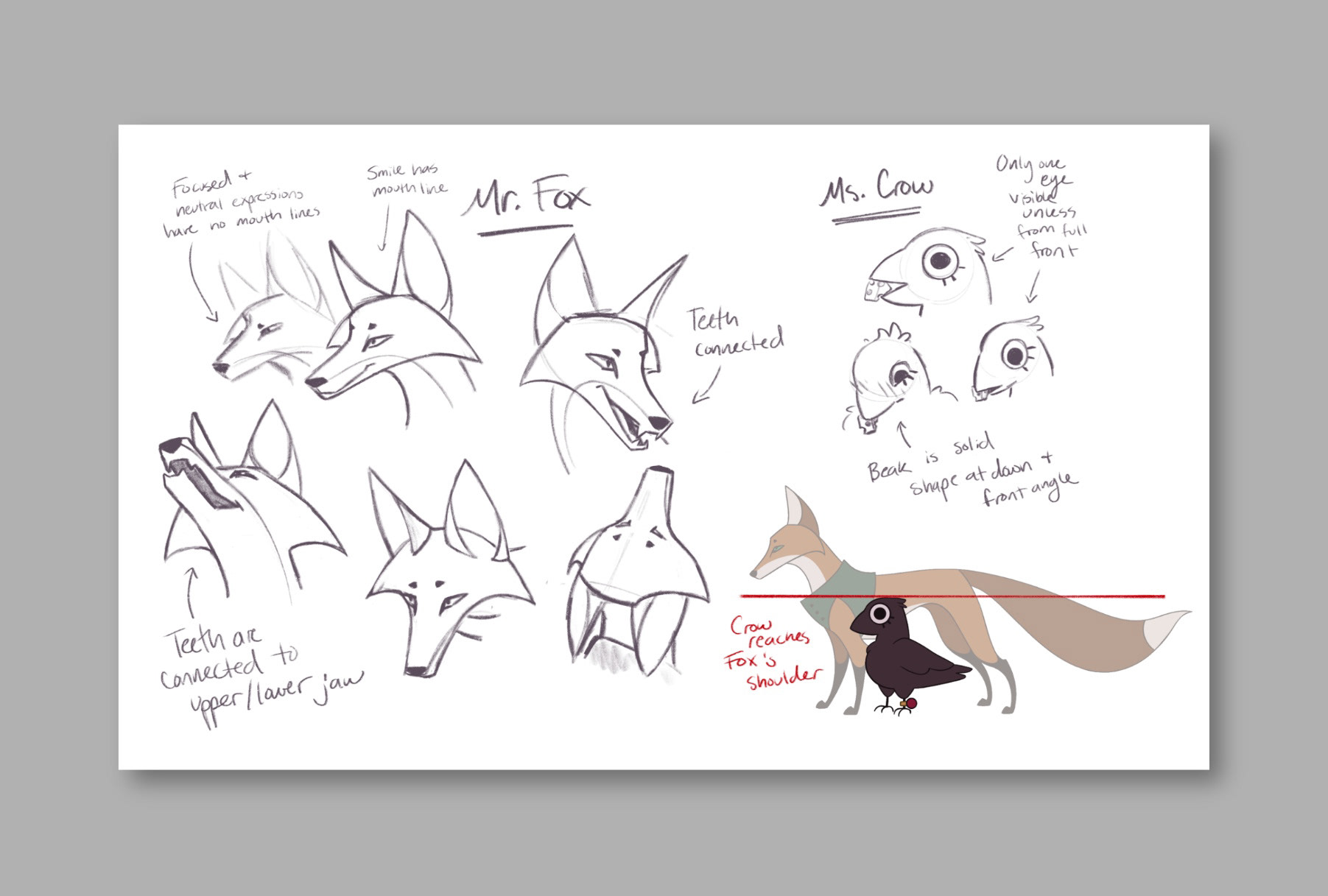 Fox & Crow Expression Sheet