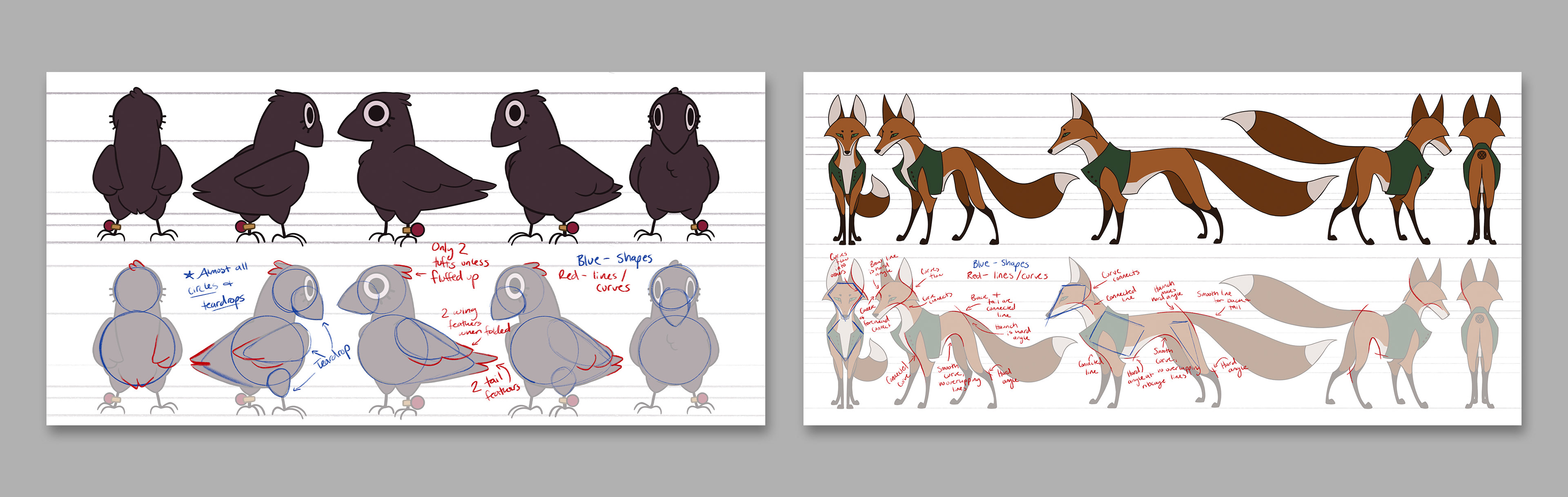 Fox & Crow Character Turnarounds