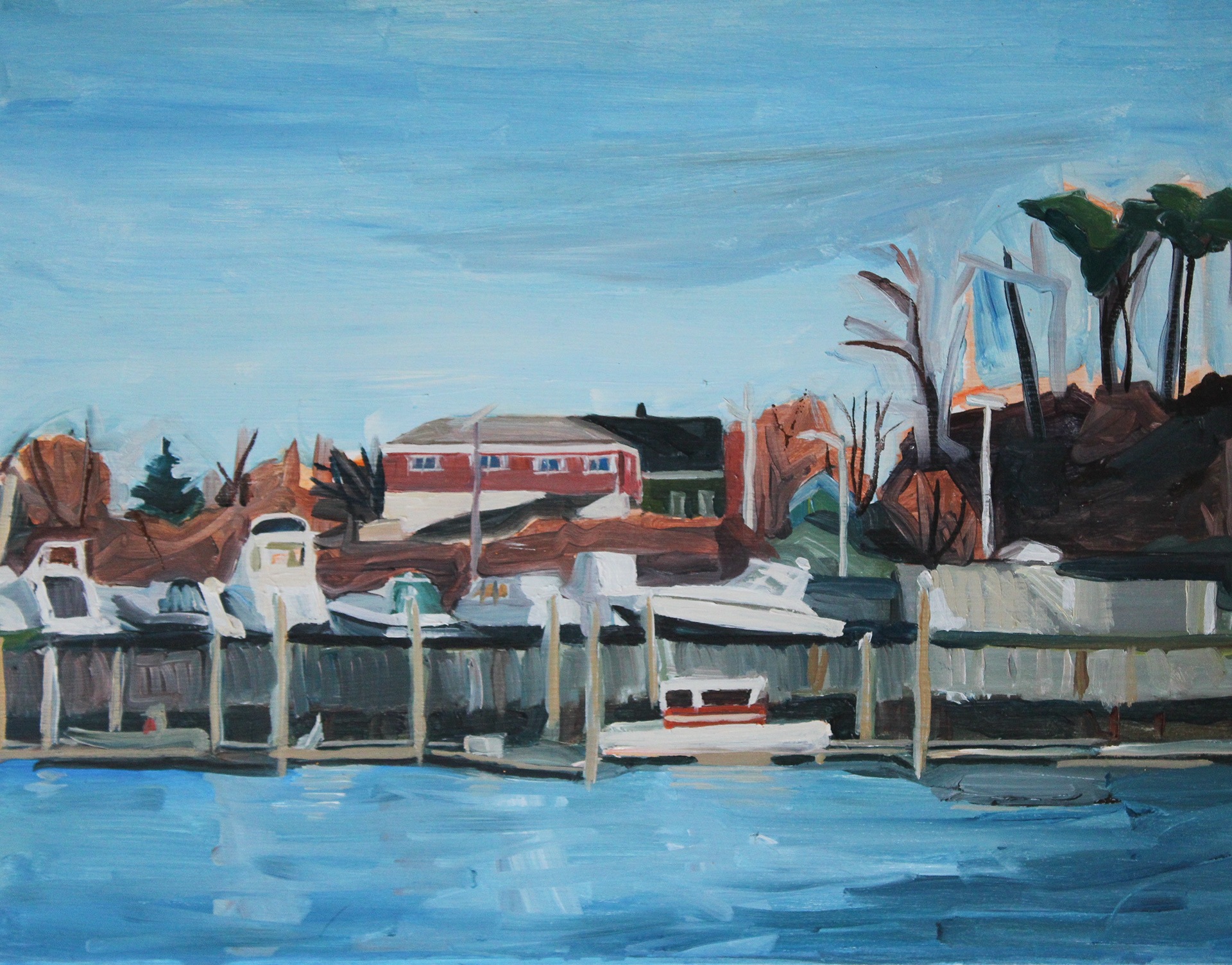 India Point Park, oil on wood panel, 12" x 16"