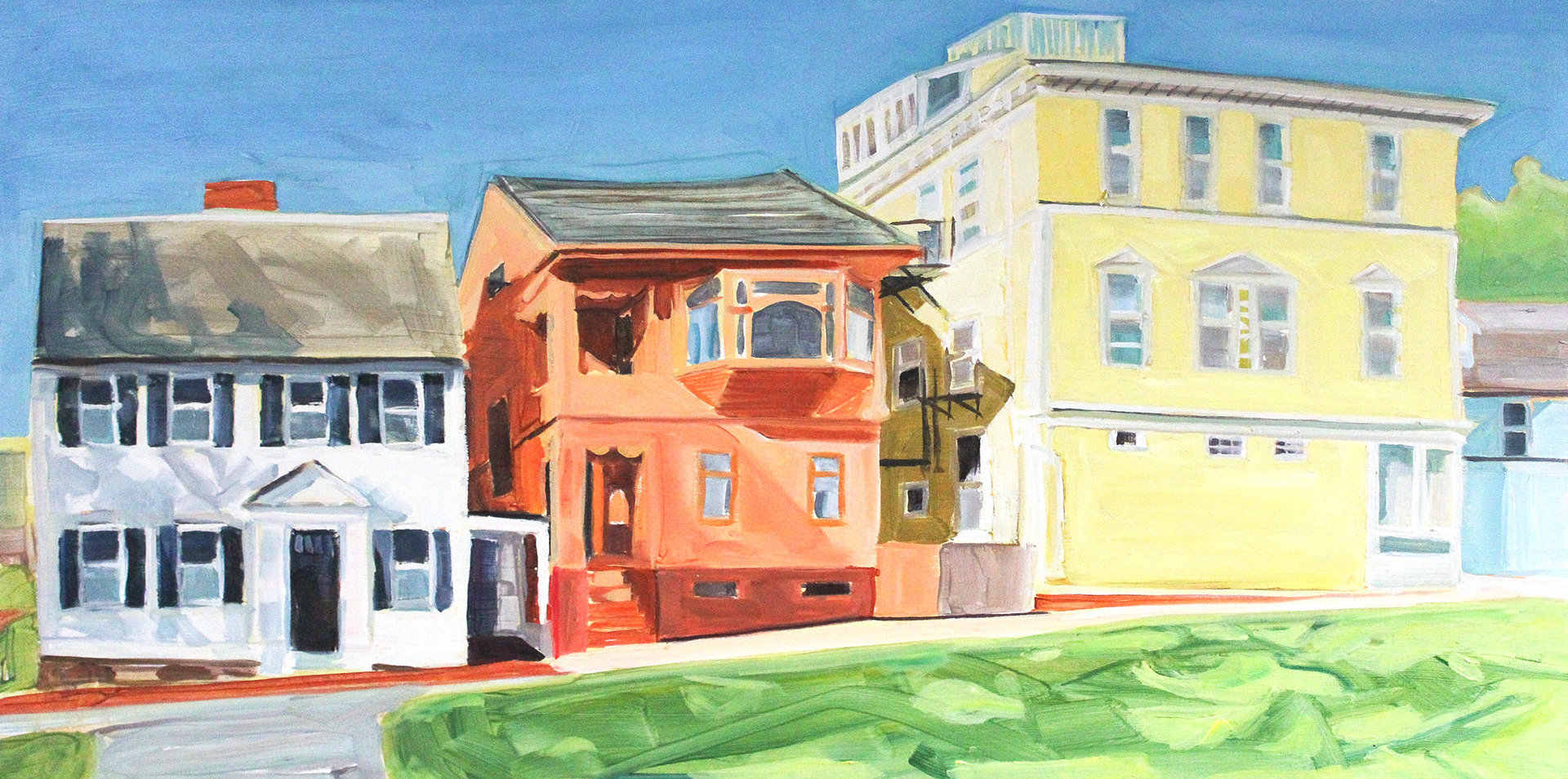 Church Street, Newport, oil on wood, 12" x 24"