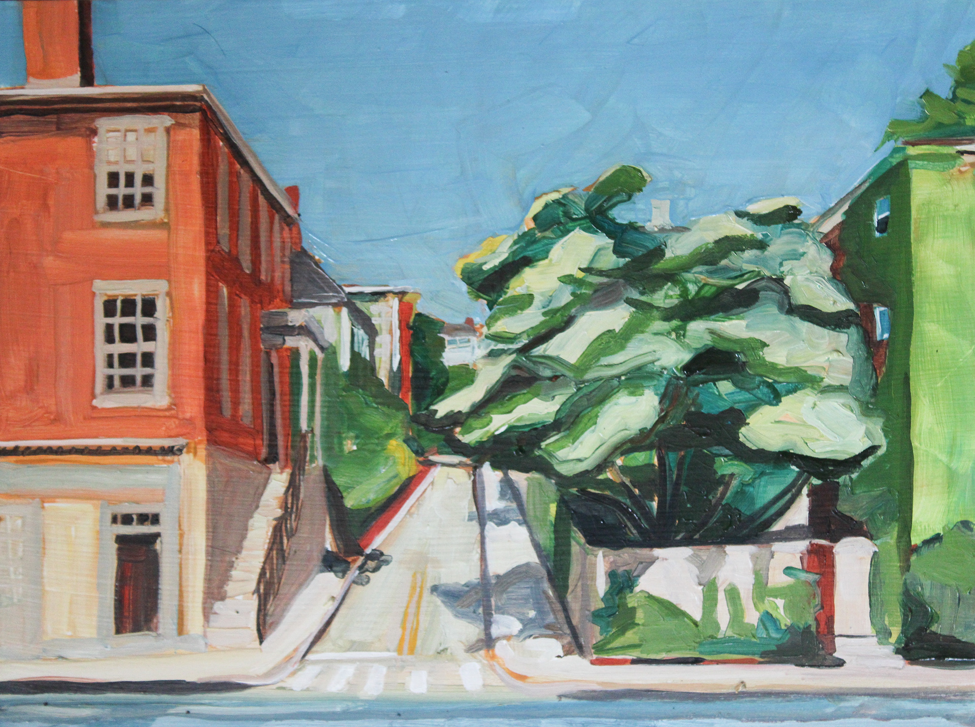 South Main Street, oil on wood panel, 9" x 12"