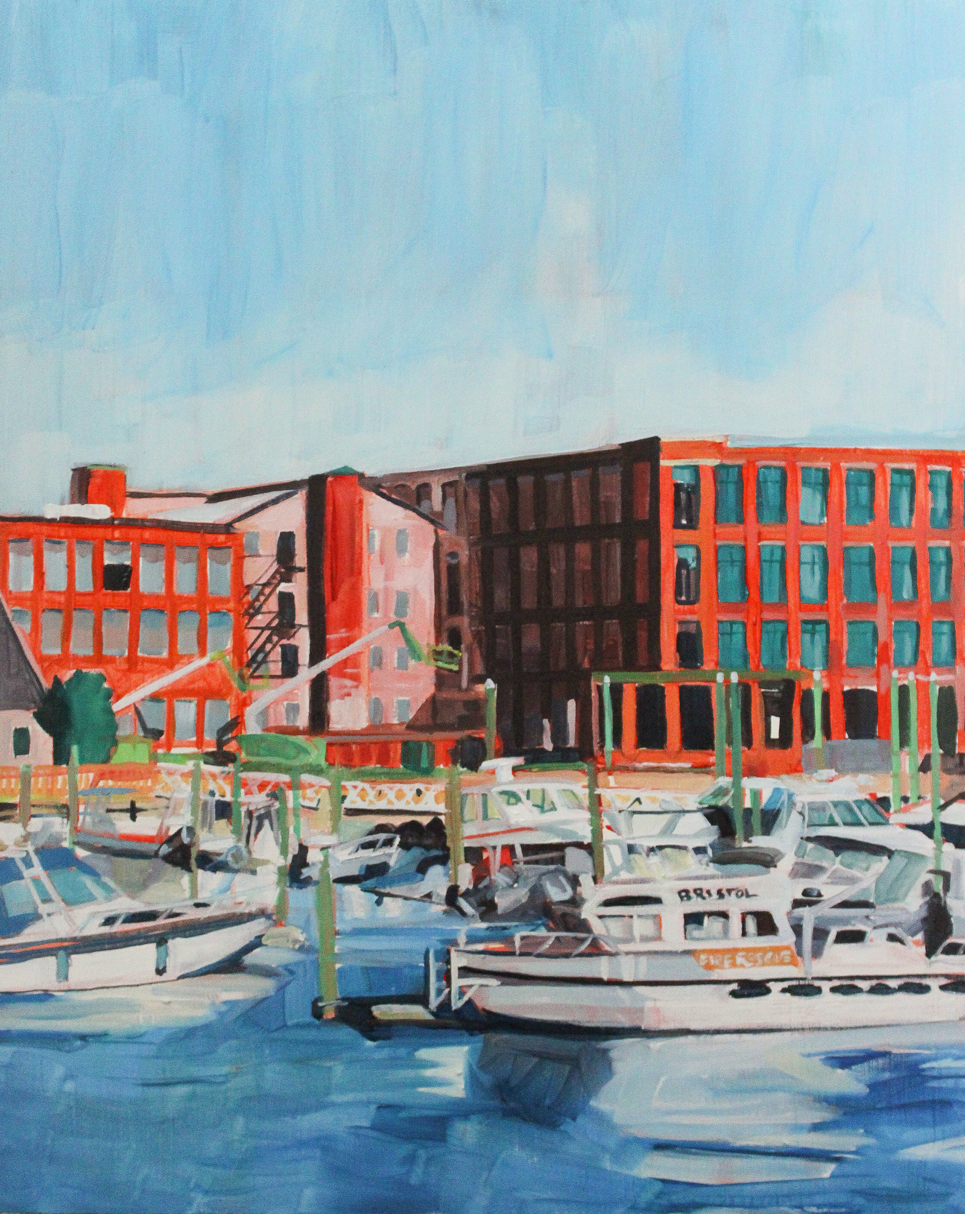 Bristol Docks, oil on wood panel, 16" x 20"