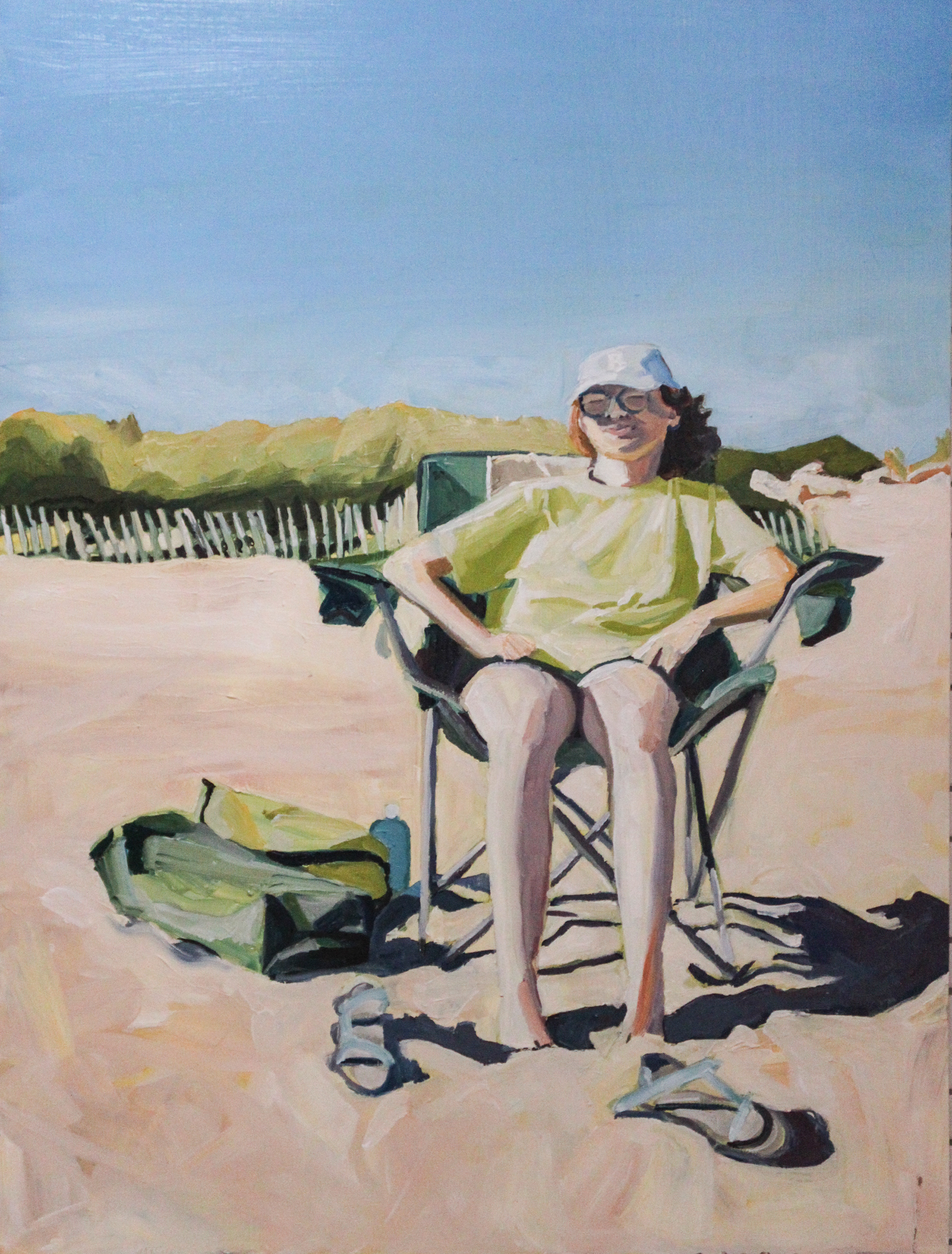 Isabella at the Beach, oil on wood, 18" x 24"