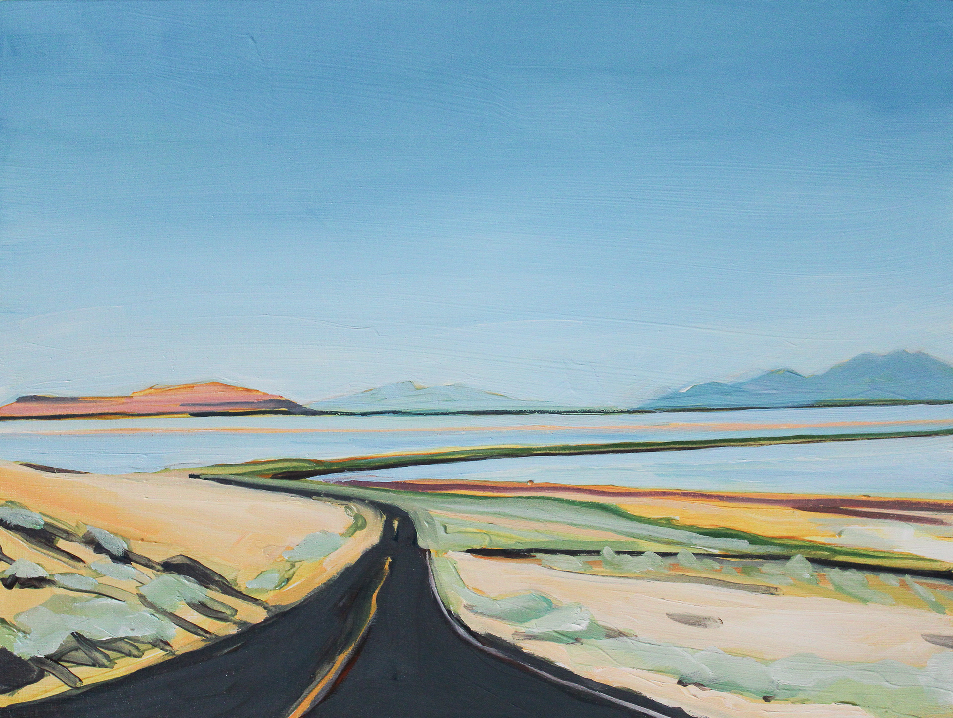Antelope Island, oil on wood, 9" x 12"