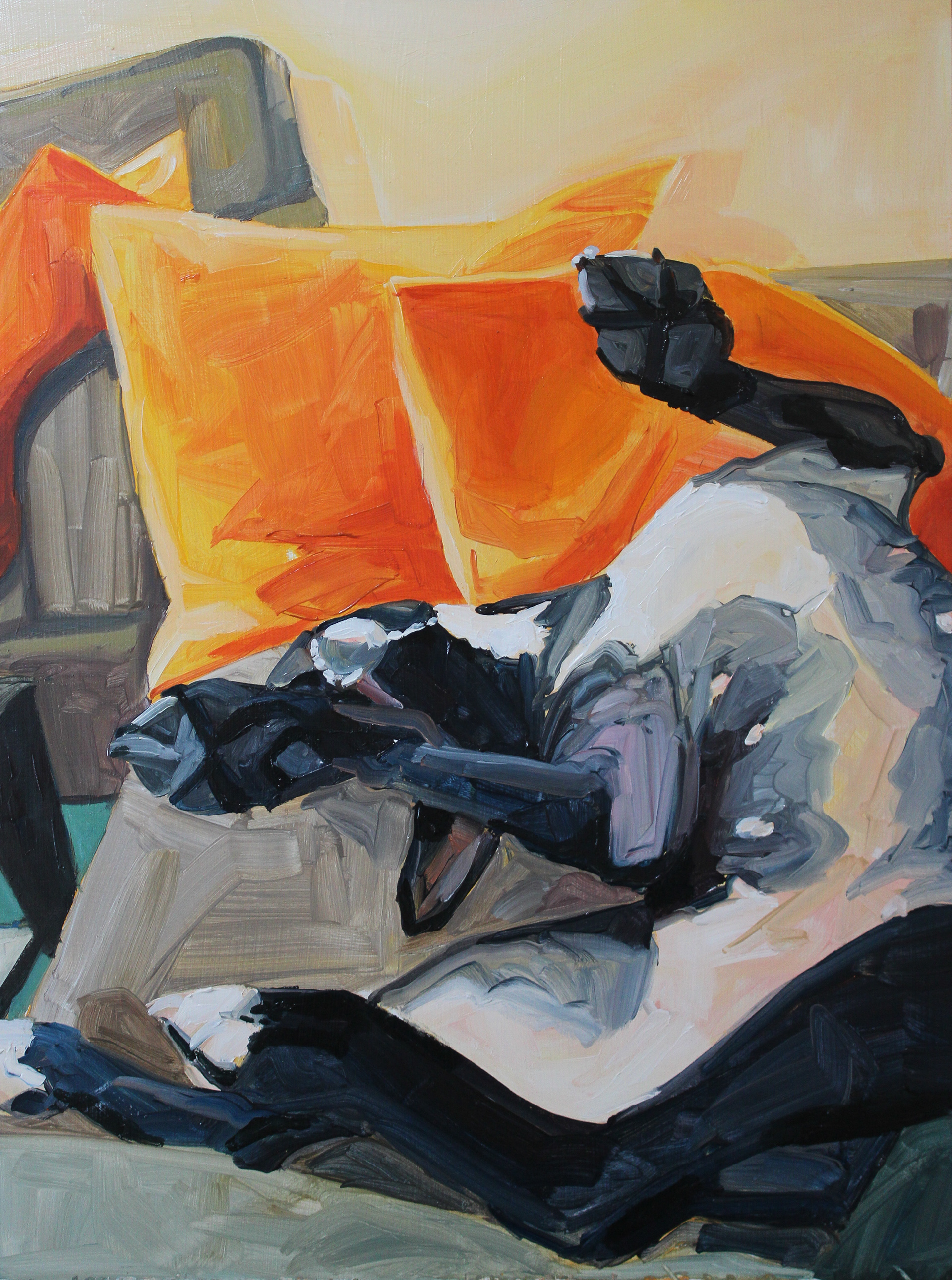 Portia Relaxing, oil on wood panel, 12" x 16"