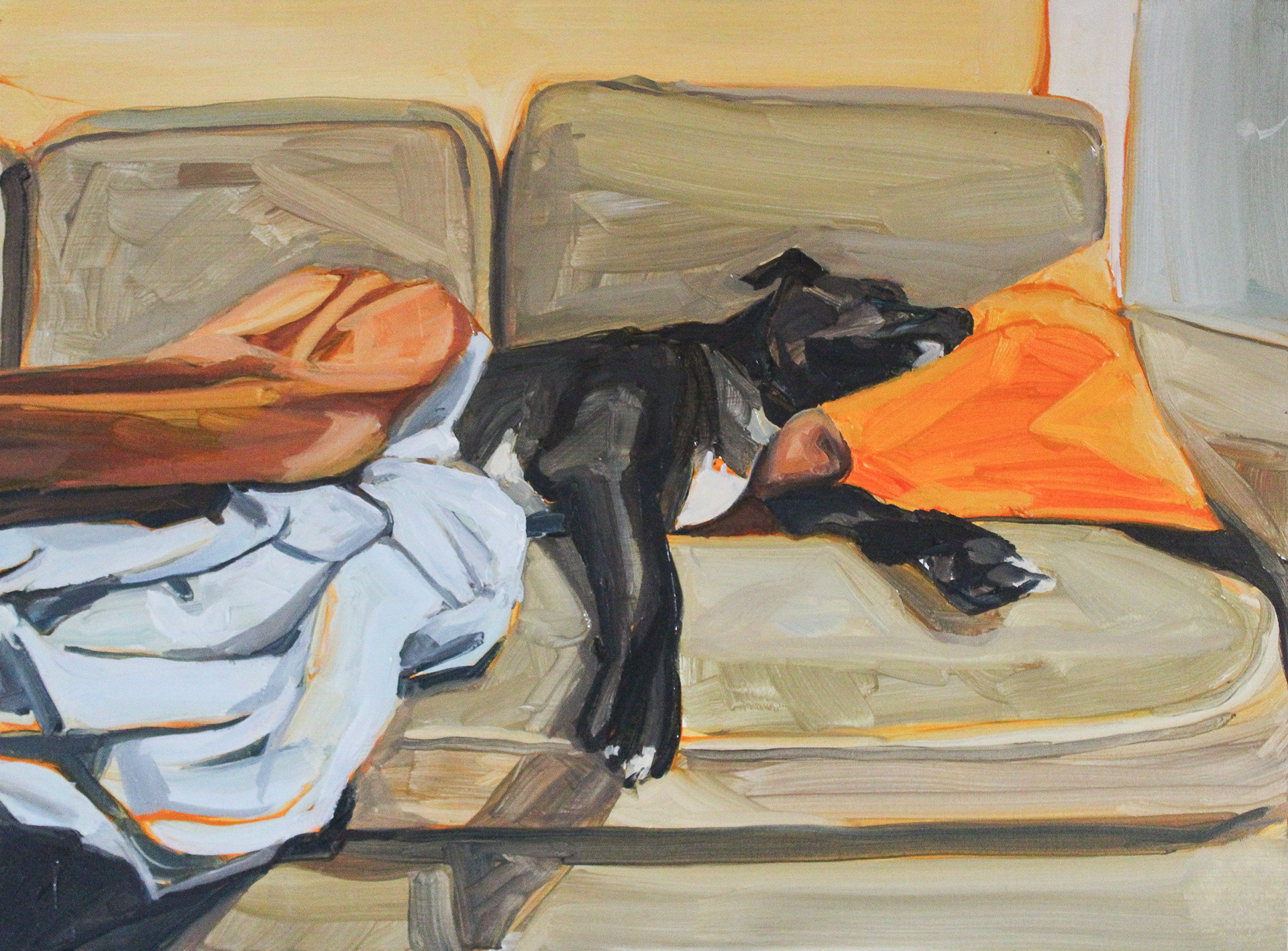 Portia Sleeping, oil on wood, 12" x 16"