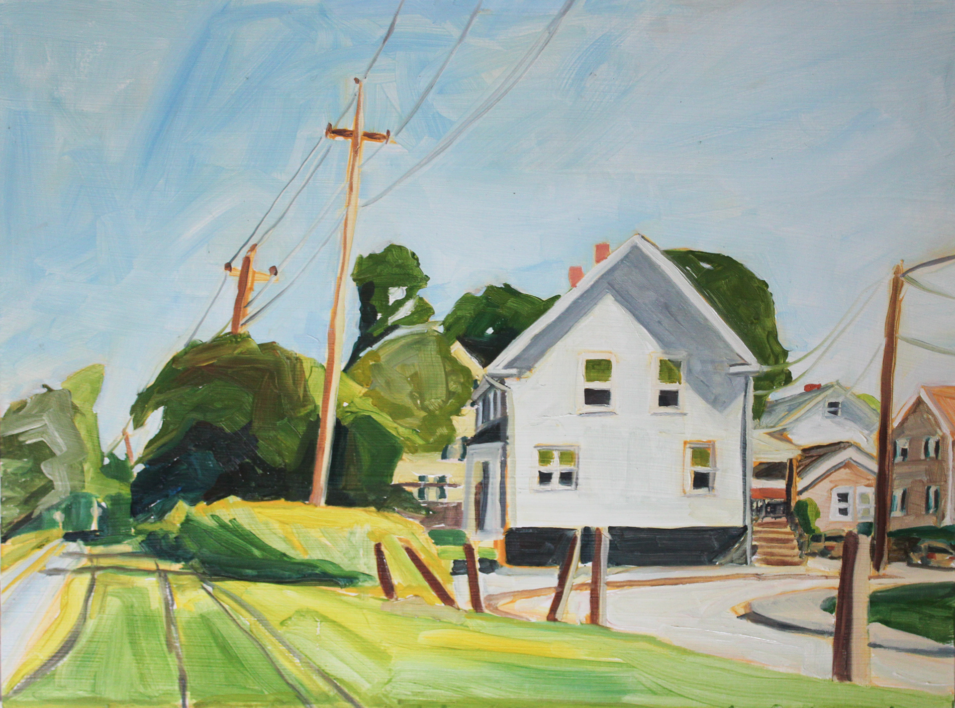 East Bay Bike Path, oil on wood panel, 12" x 16"