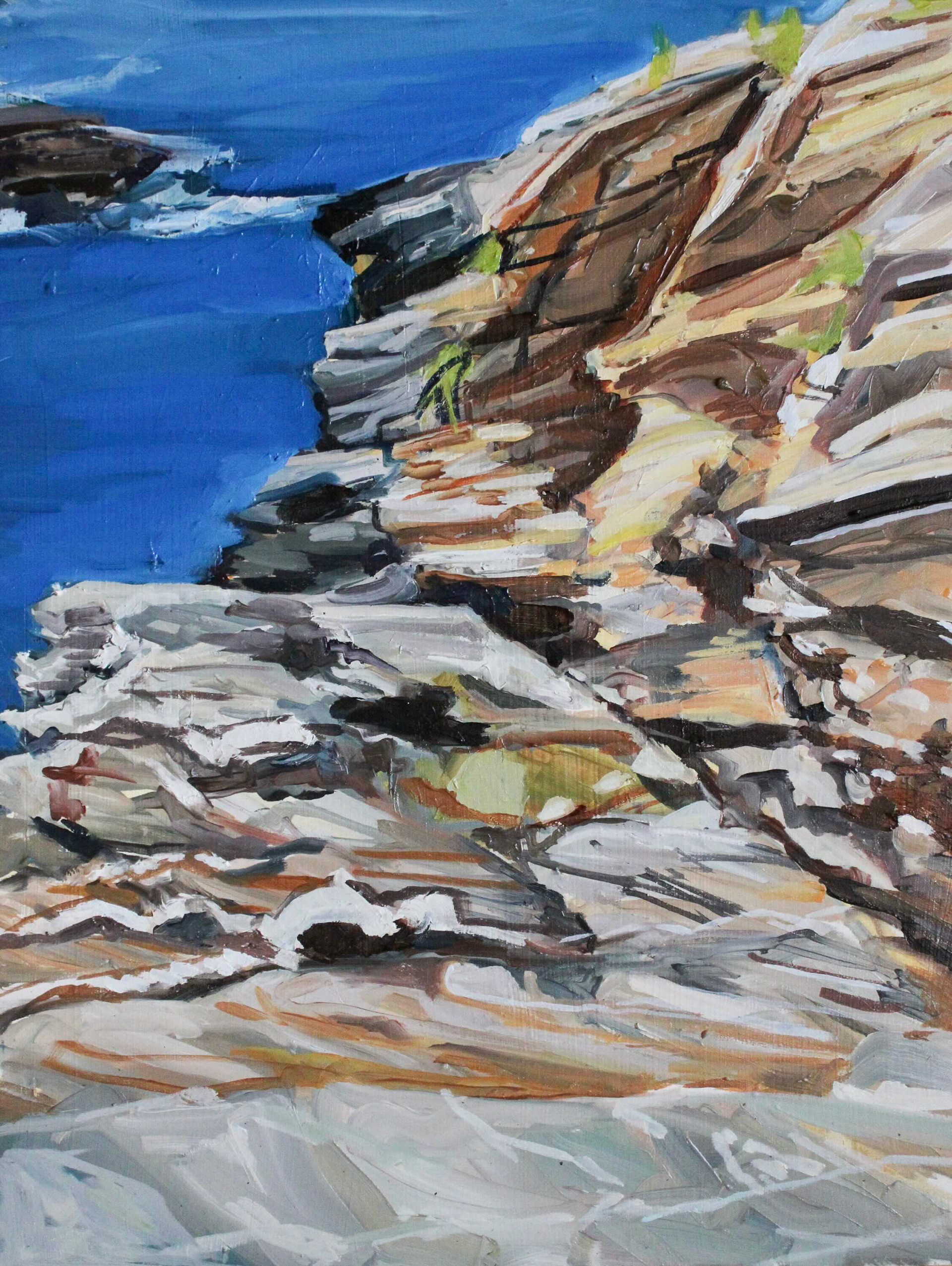 Beavertail Rocks 2, oil on wood panel, 12" x 16"