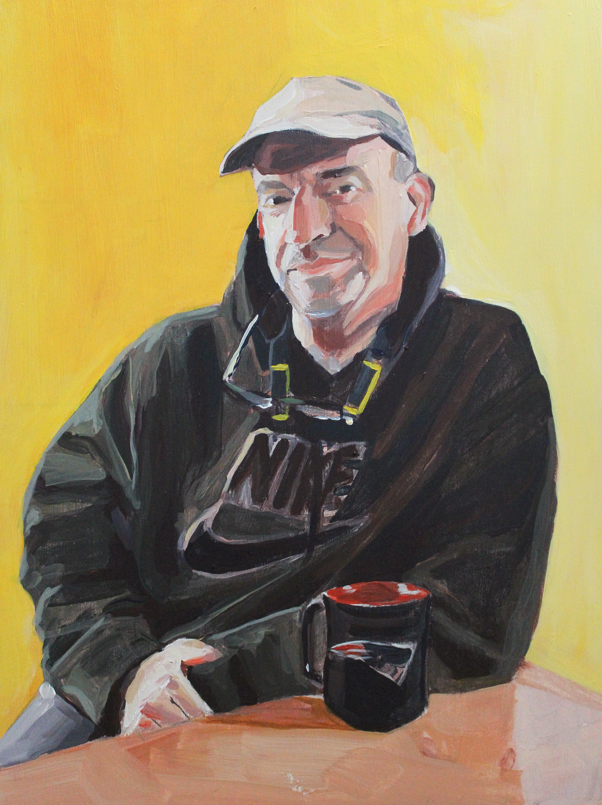 Yellow Dad, acrylic on wood panel, 12" x 16"