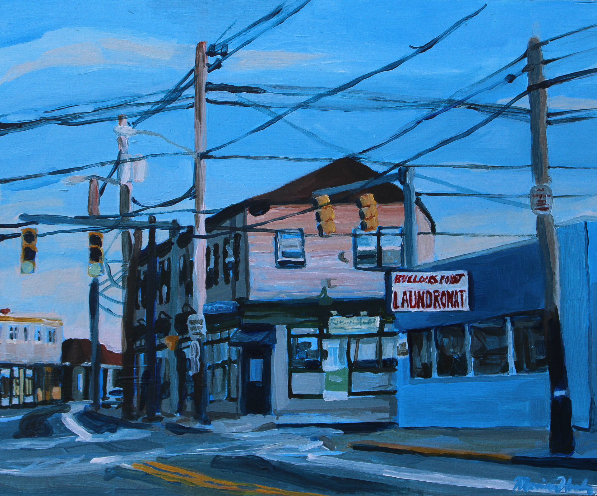 Riverside Square, acrylic on wood panel, 12.5" x 15"