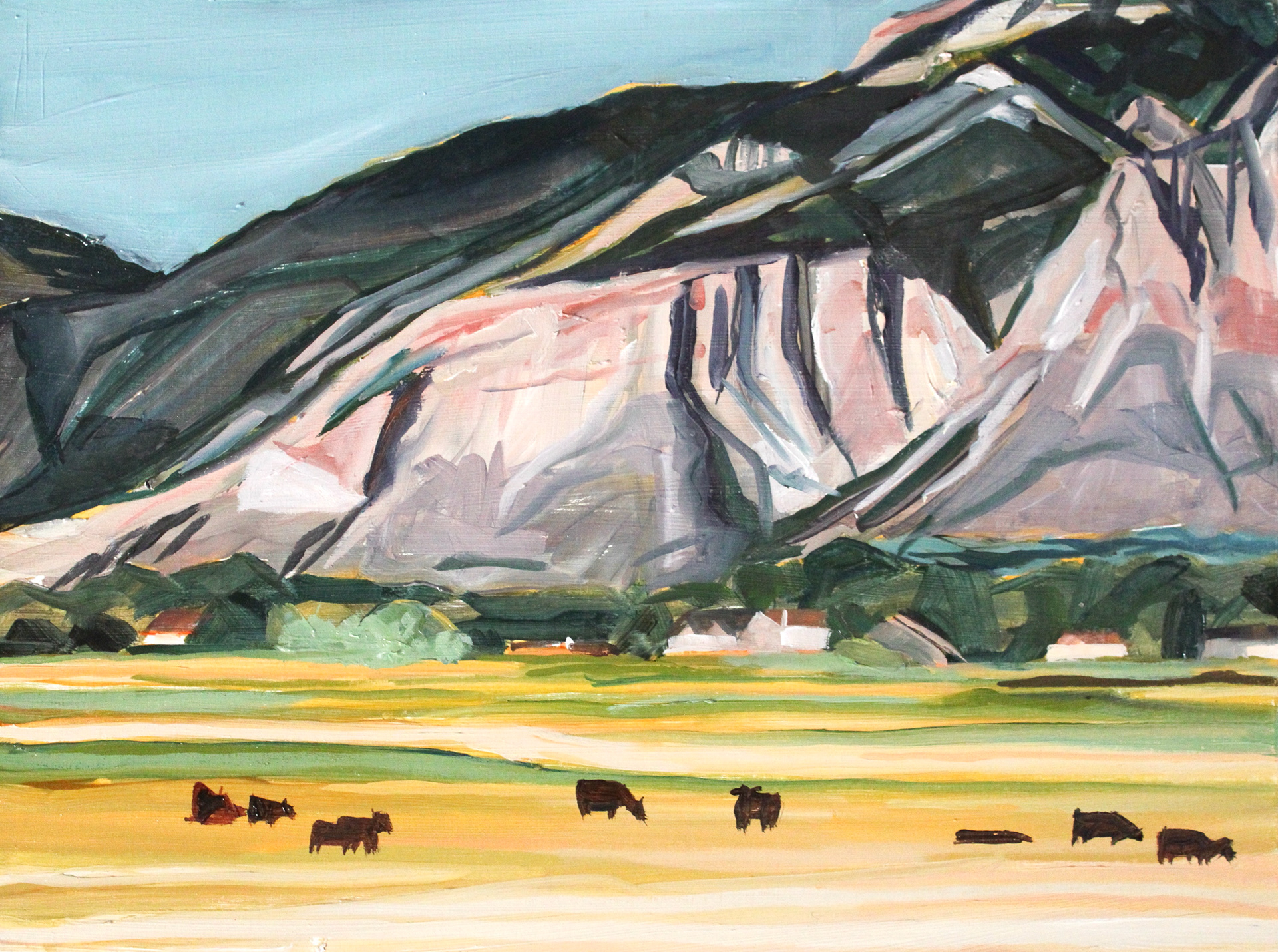 Utah Cows, oil on wood panel, 9" x 12"