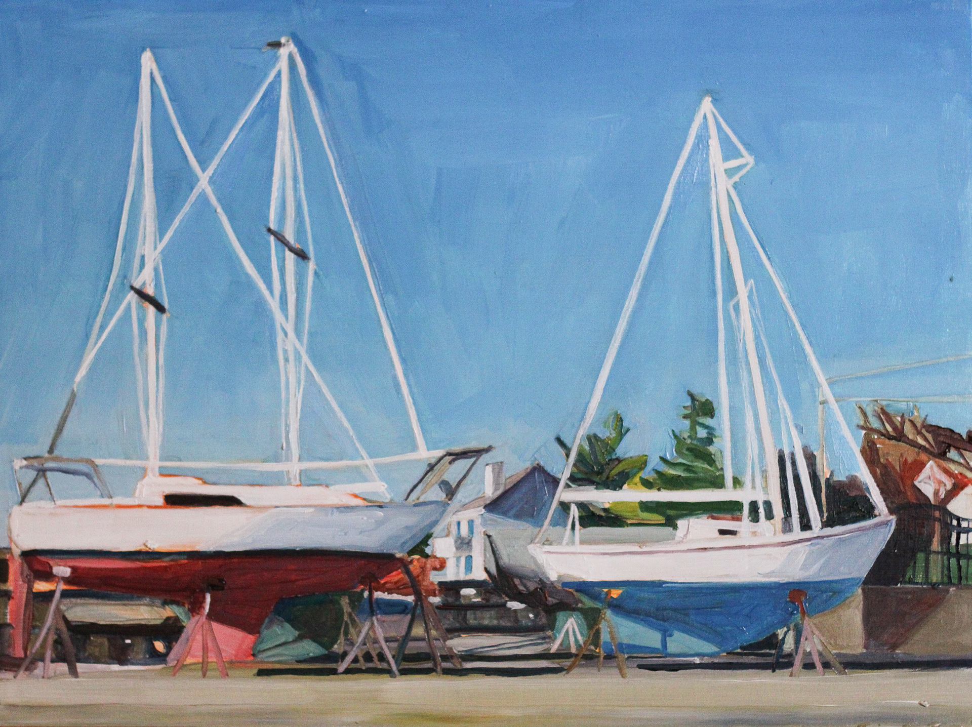 Bristol Sailboats, oil on wood panel, 12" x 16"