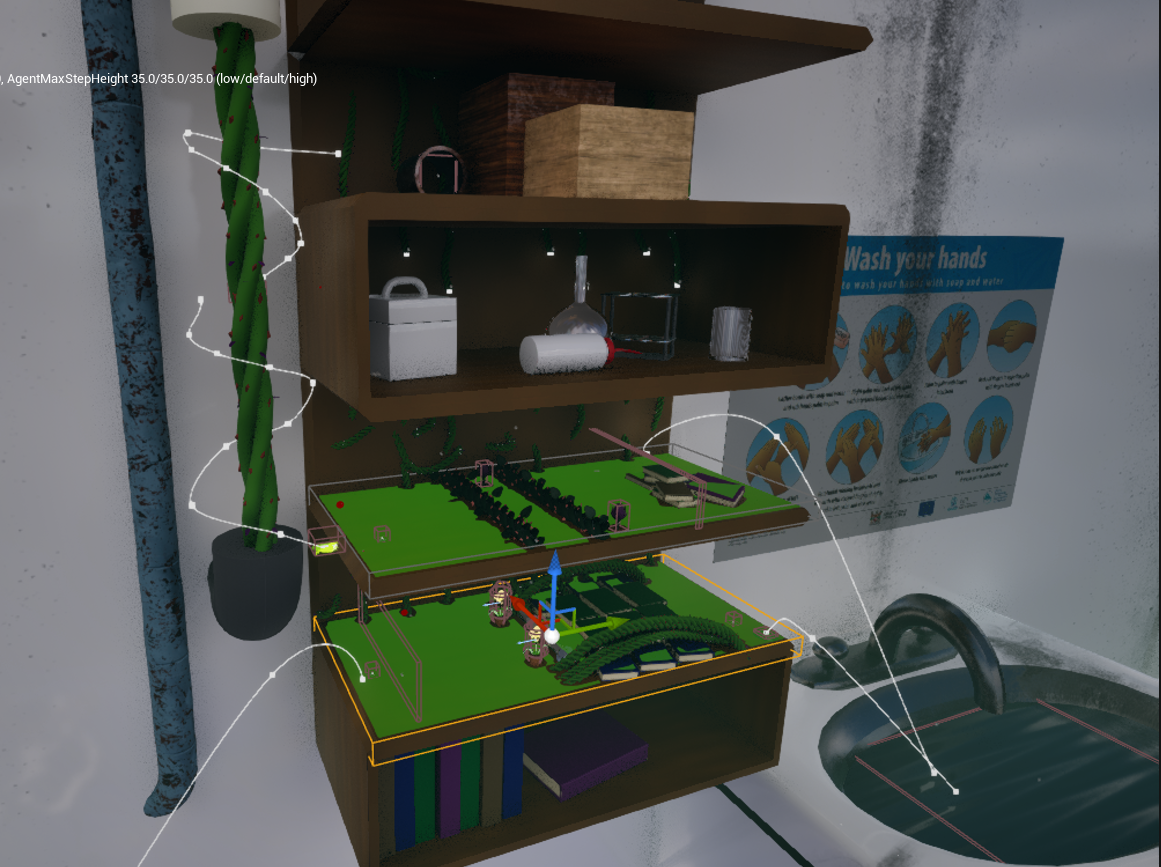 Last section of the tutorial level. The player will combine platforming and defeating enemies and end at the top pipe where they will enter the second level.