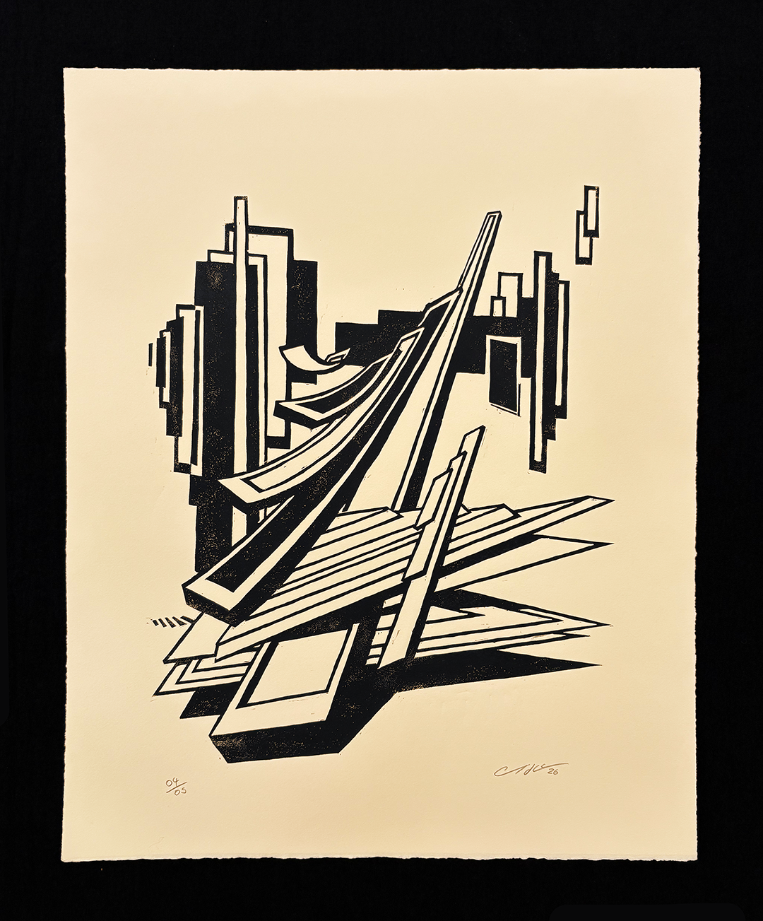 Untitled-26-01-07, Woodcut on Paper, 2026