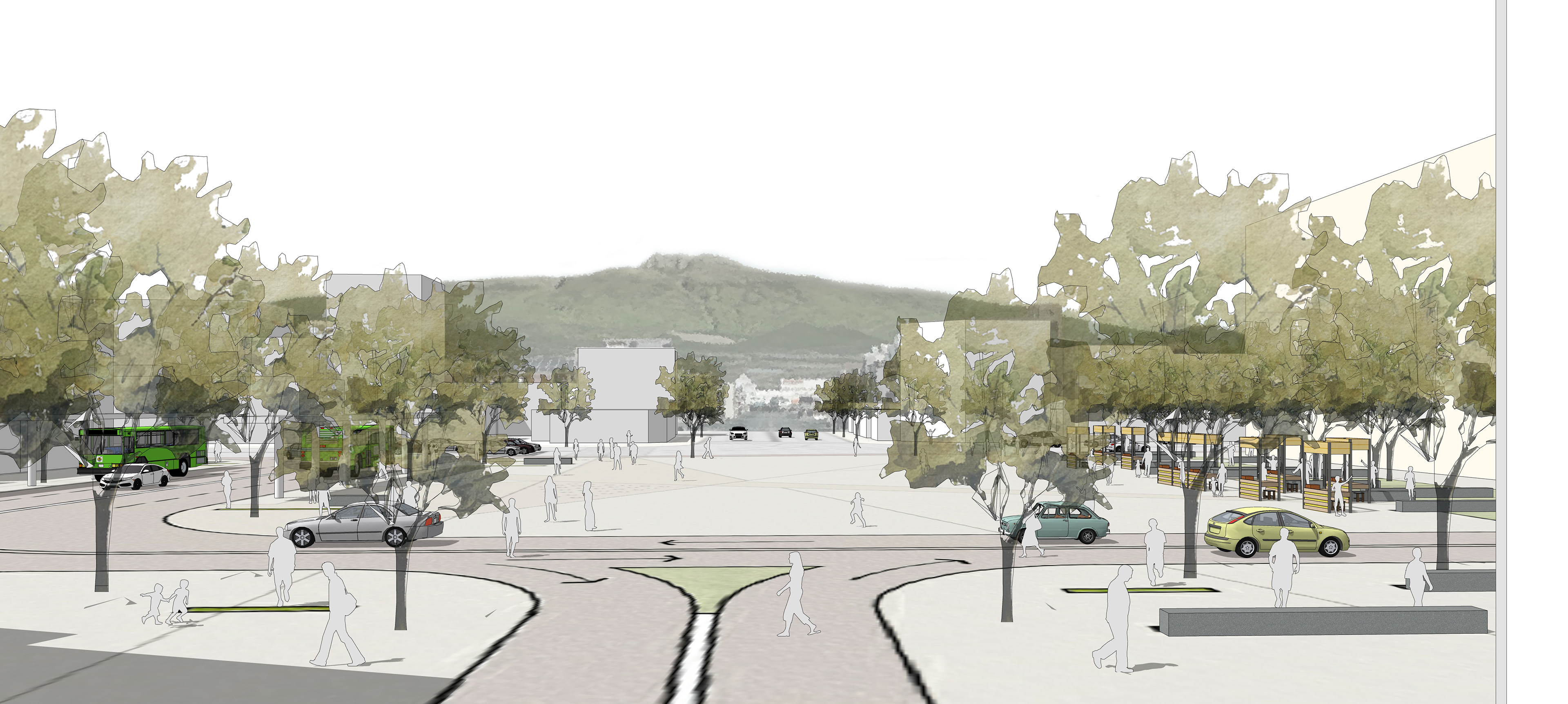 한라산을 배경으로 하는 중심광장