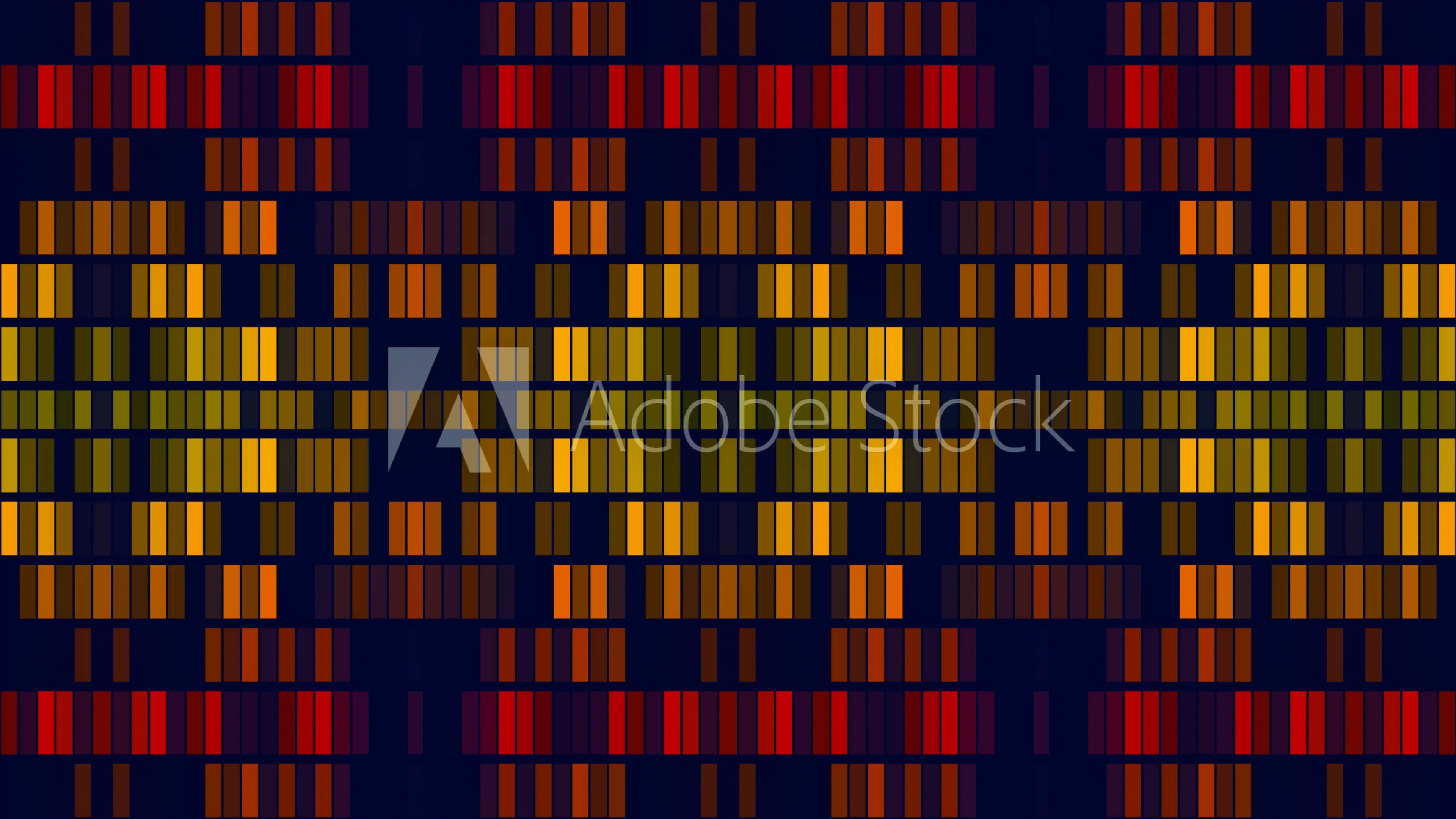Abstract mosaic backdrop with yellow-red rectangles.