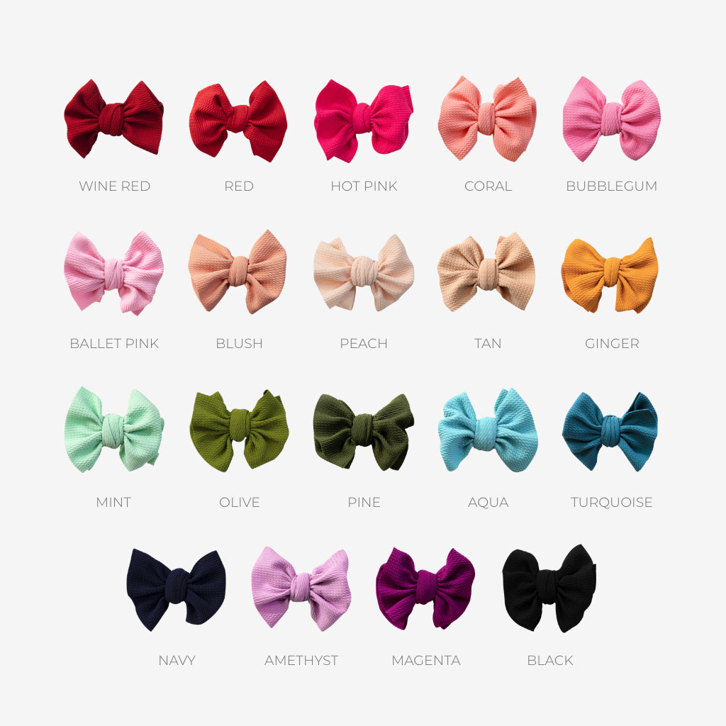 Product photography for a line of bows, edited for color correction