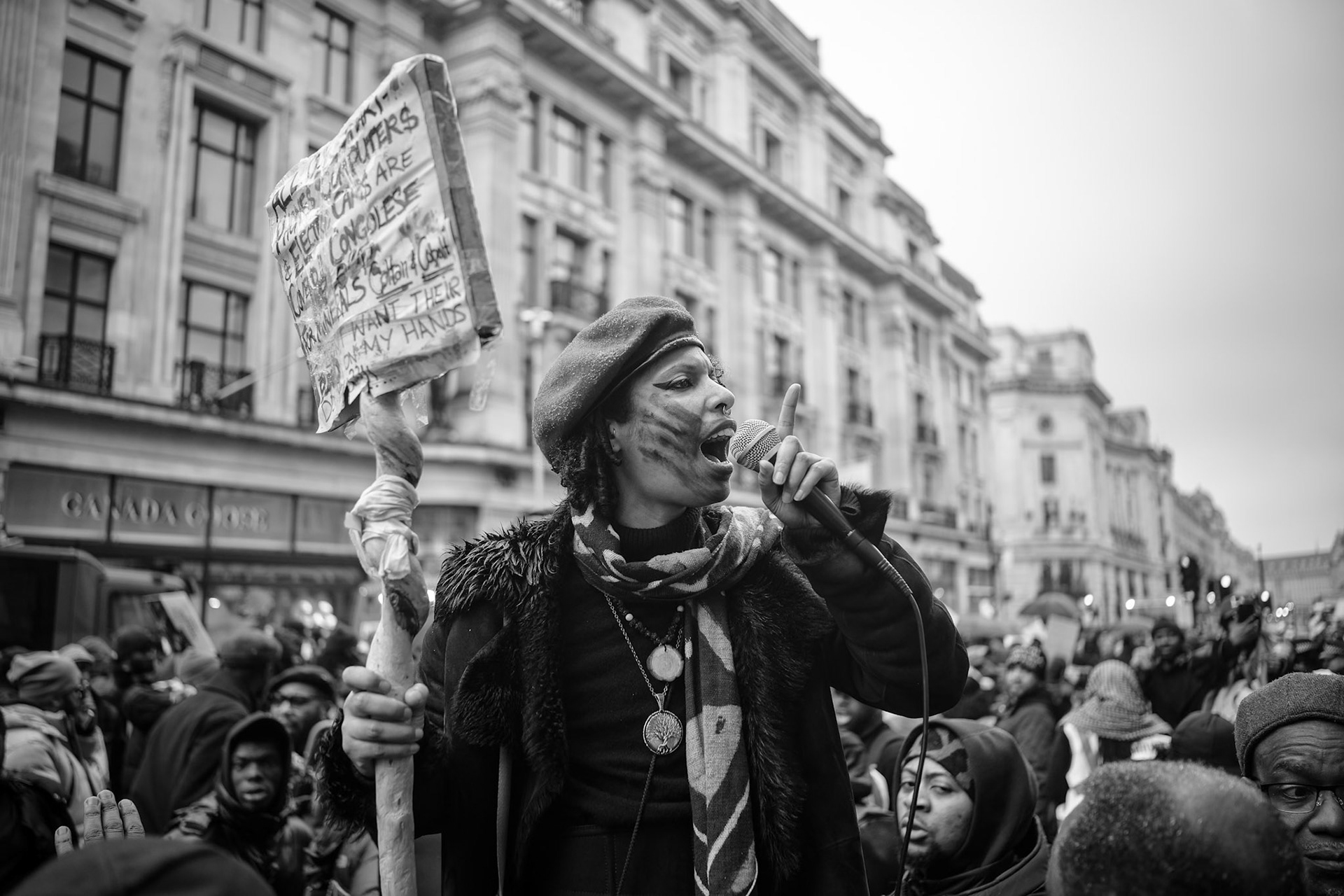 08 FEB 2025 London / UK. Congolese protesters marched through central London to highlight the deteriorating situation in Goma, Democratic Republic of Congo (DRC), which has reached a critical level due to escalating violence. Reports indicate that Rwanda-backed M23 rebels have seized control of Goma and are advancing toward key towns, including Nyabibwe, a critical mining area between Goma and Bukavu.The conflict has triggered a severe humanitarian crisis. Hospitals in Goma are overwhelmed, struggling to manage the influx of casualties. Since the assault began on January 26, 2025, over 2,900 people have died, and around 700,000 have been displaced.Alamy Live News / Aubrey Fagon