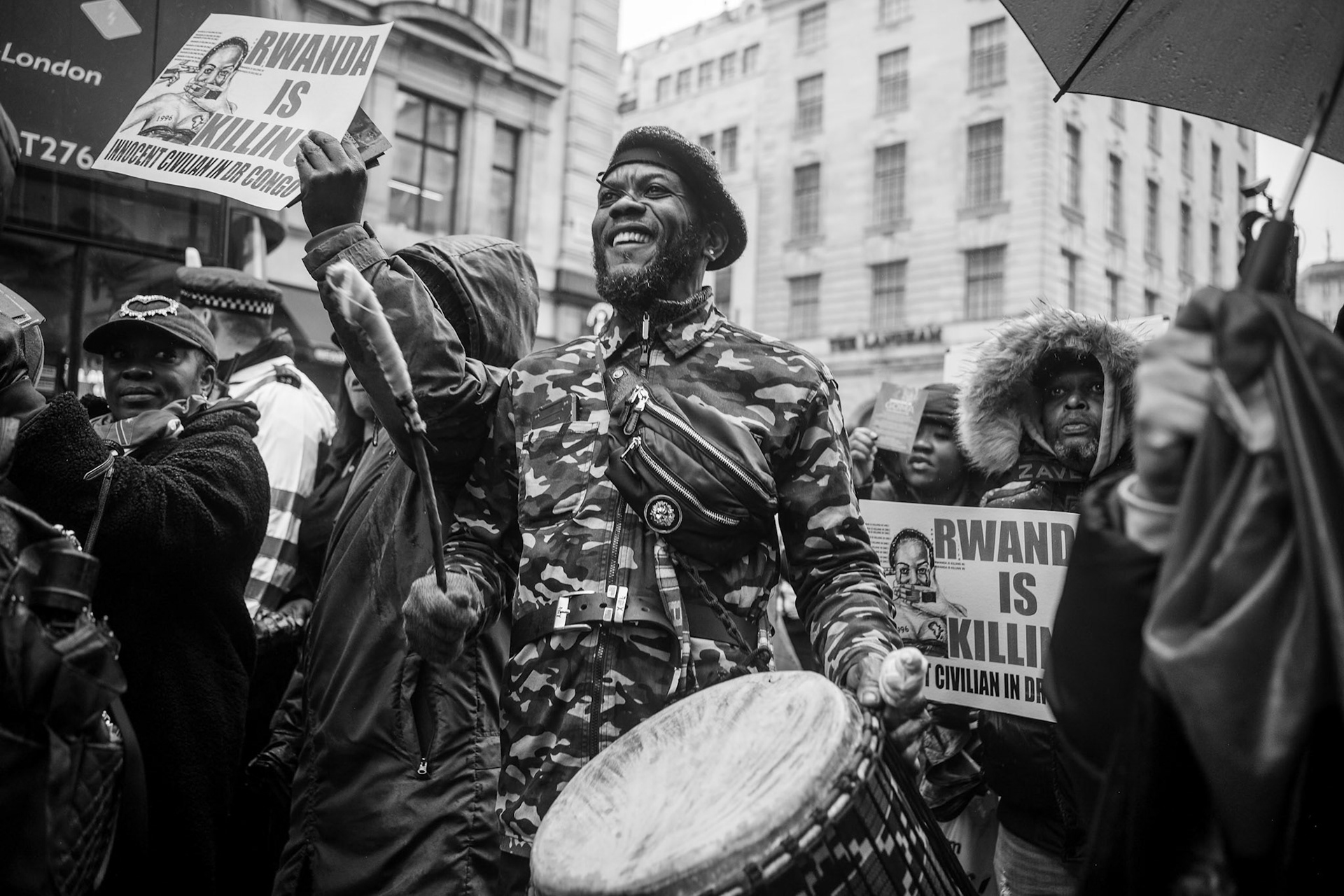 08 FEB 2025 London / UK. Congolese protesters marched through central London to highlight the deteriorating situation in Goma, Democratic Republic of Congo (DRC), which has reached a critical level due to escalating violence. Reports indicate that Rwanda-backed M23 rebels have seized control of Goma and are advancing toward key towns, including Nyabibwe, a critical mining area between Goma and Bukavu.The conflict has triggered a severe humanitarian crisis. Hospitals in Goma are overwhelmed, struggling to manage the influx of casualties. Since the assault began on January 26, 2025, over 2,900 people have died, and around 700,000 have been displaced.Alamy Live News / Aubrey Fagon