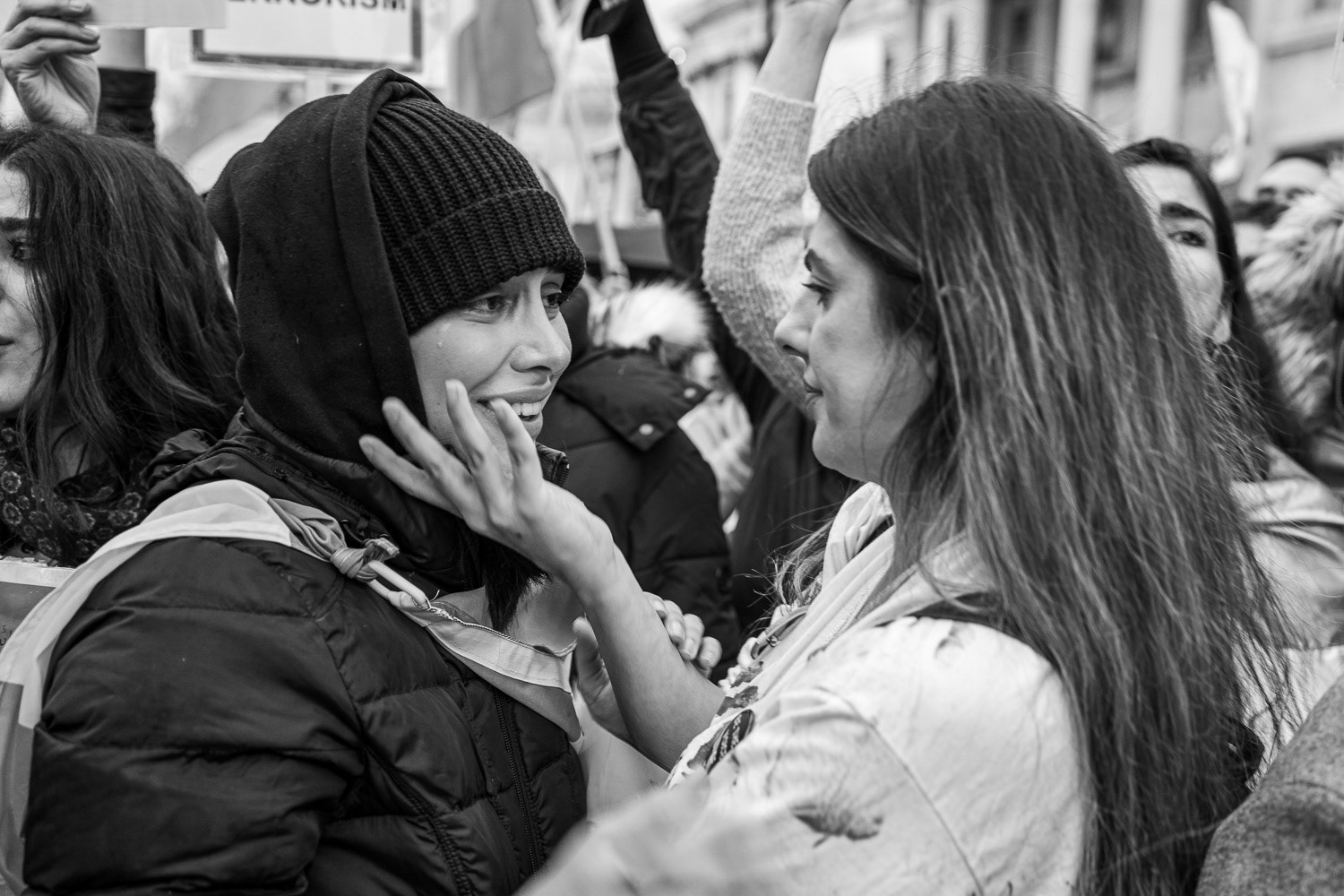 British-Iranian activist protesting against the Islamic Republic regime in Iran. Gathered outside Downing Street, demanding the closure of the Iranian Embassy in London.