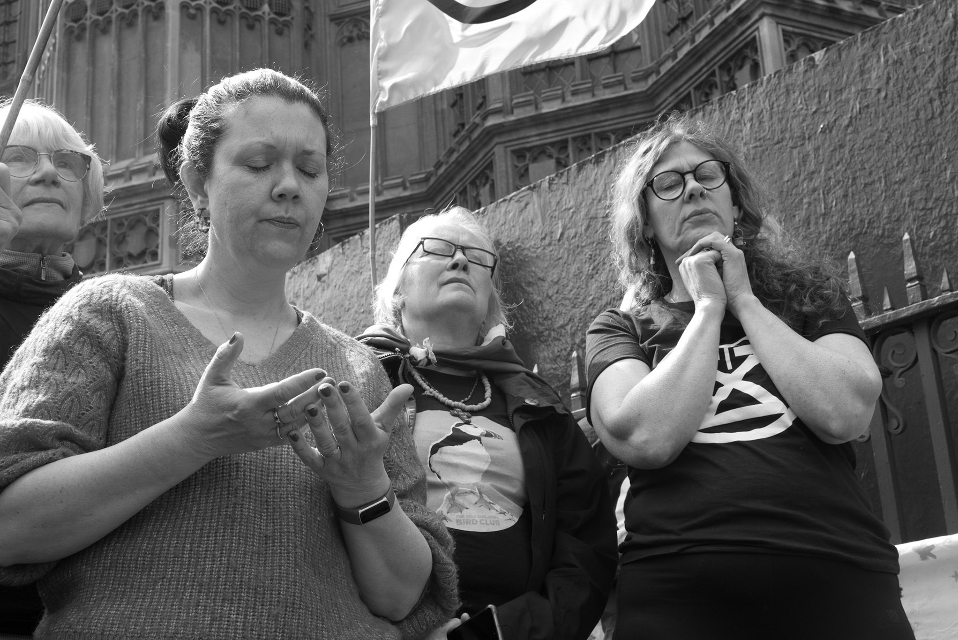 London/UK 22 APR 2023. Extinction rebellion and other campaign groups continued with their second day of four-days of protest in parliament Square. The protesters would step up their action if the UK government if they don’t accept their two climate change demands by 5pm on Tuesday 24th April. The campaigners are demanding; the end to all licences, funding and approval for new oil and gas projects and create “emergency citizens assemblies” to tackle the climate crisis. Aubrey Fagon/Alamy Live News