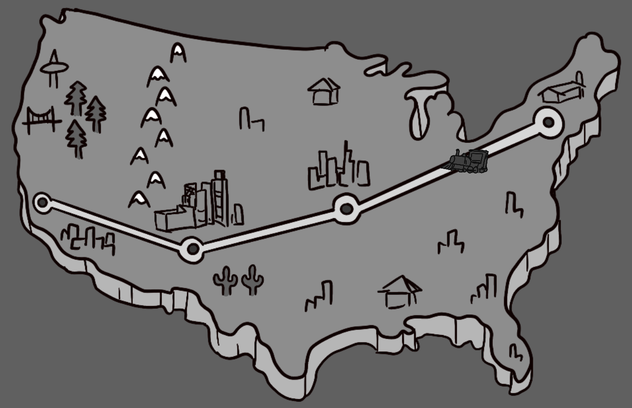 The map concept was inspired by Super Mario World and various board games..