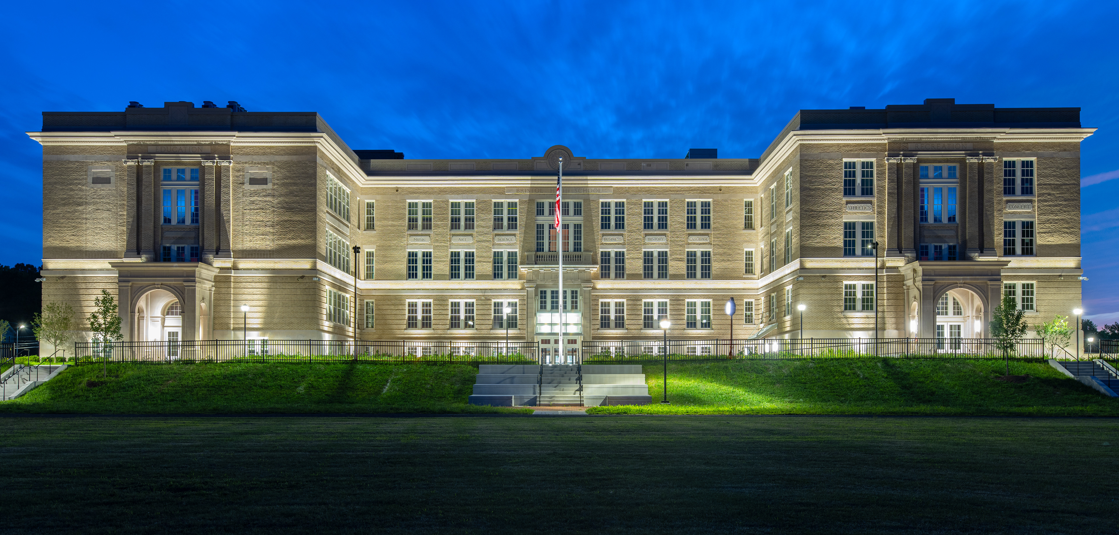 Bristol (CT) High School (1921). Newly renovated as the Bristol Arts and Innovation Magnet School (BAIMS) in 2022. First graduating class in June 2023. Thank you (former) Mayor Ellen Zappo-Sassu (among others).