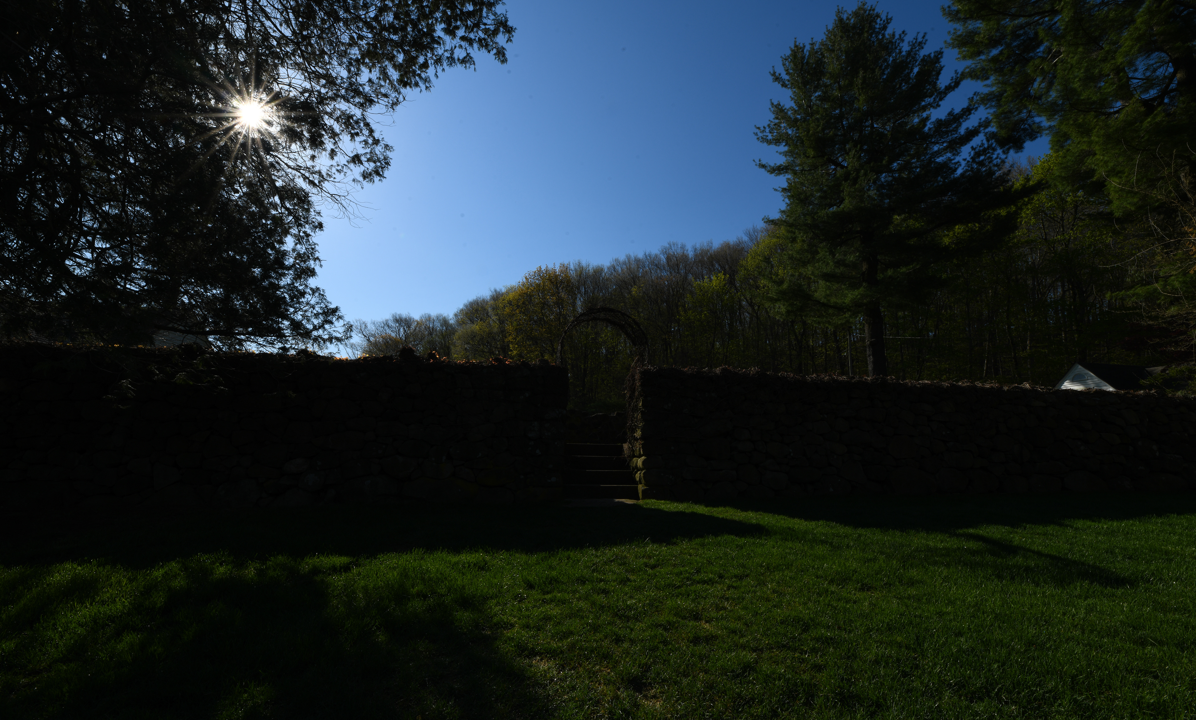 A signature of New England, there are stone walls delineating parts of this country estate.