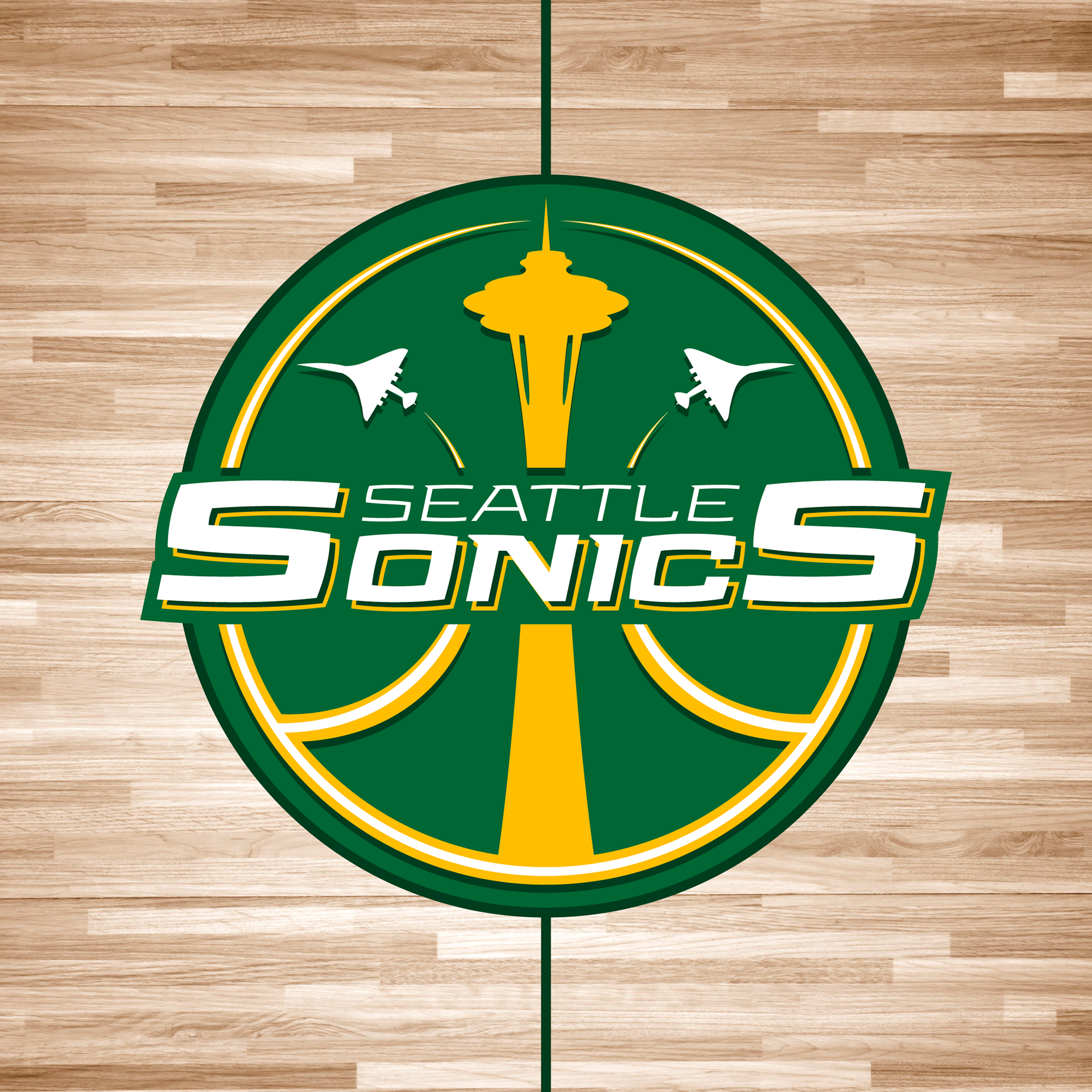 Primary logo on hardwood floor.