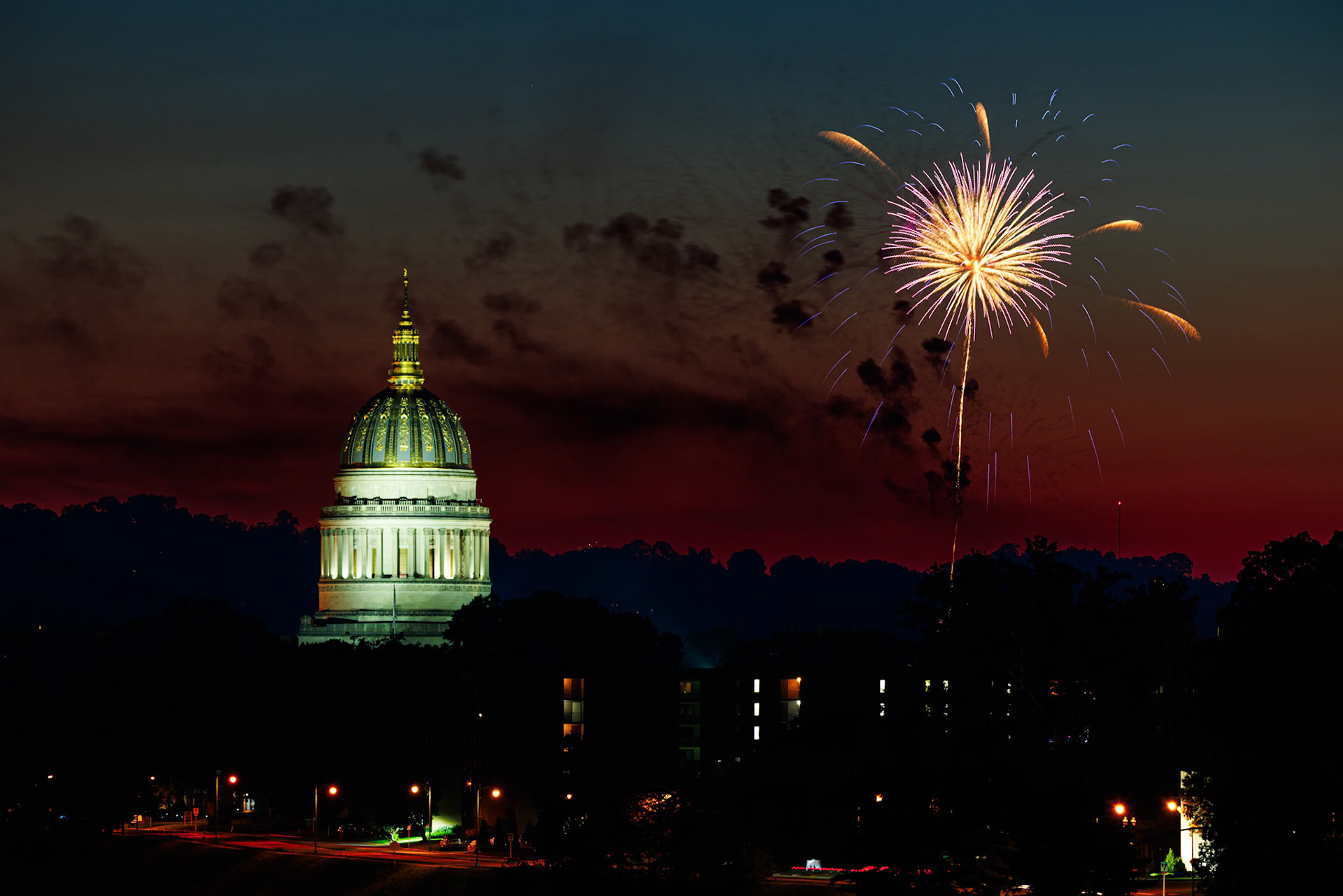 Fireworks behind the WV State Capitol. July 4th, 2025