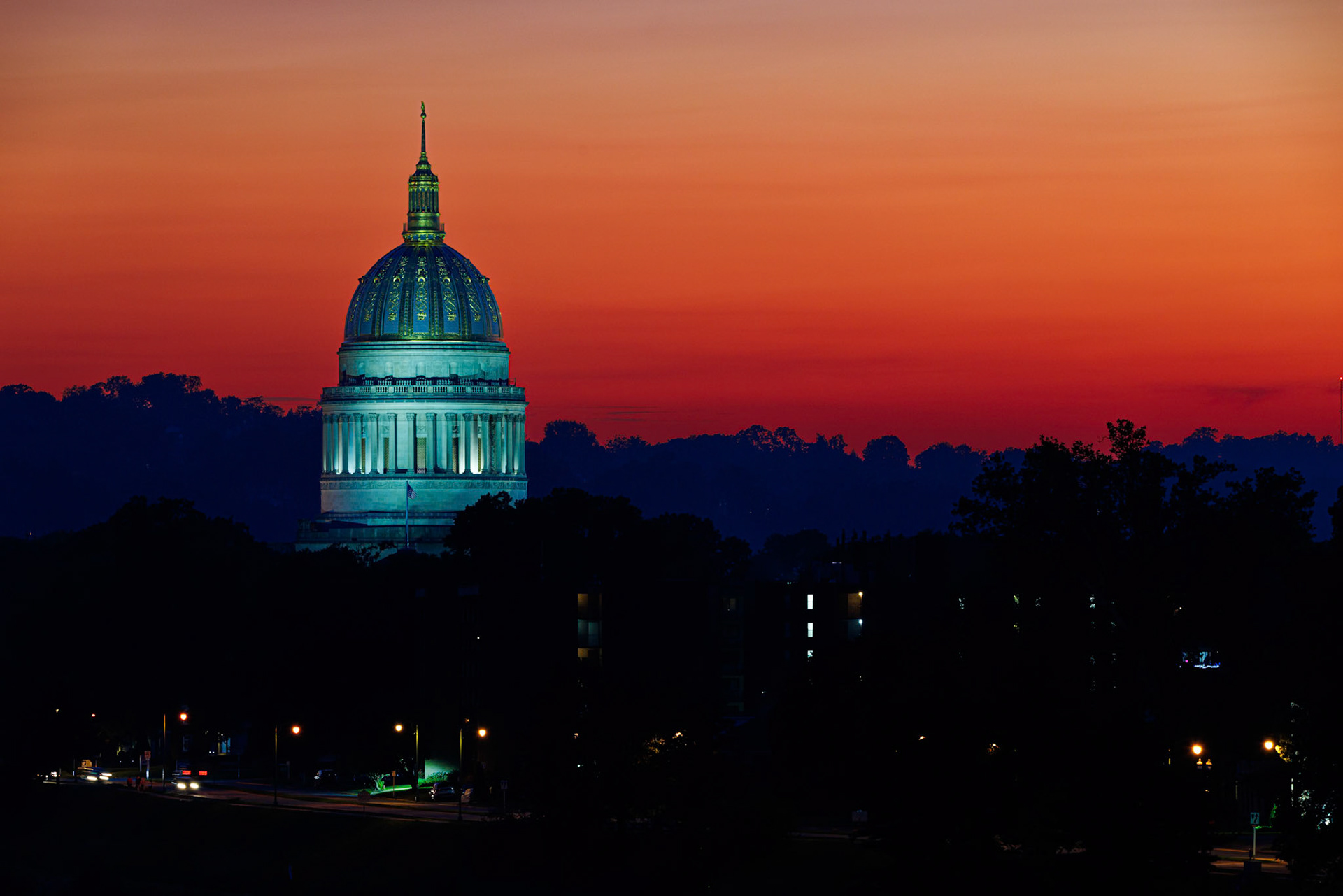 Sunset behind the WV State Capitol. July 4th, 2025