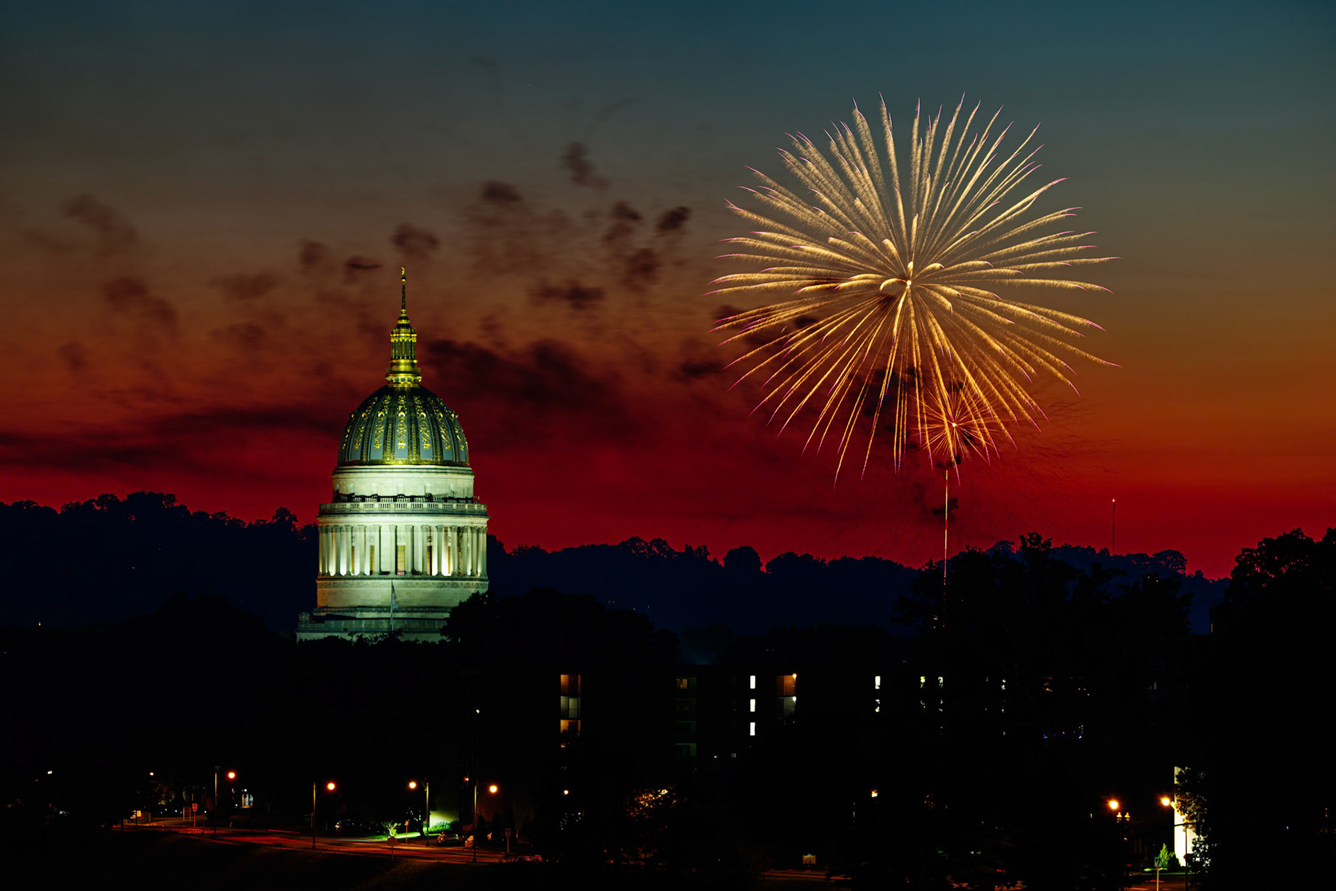 Fireworks behind the WV State Capitol. July 4th, 2025