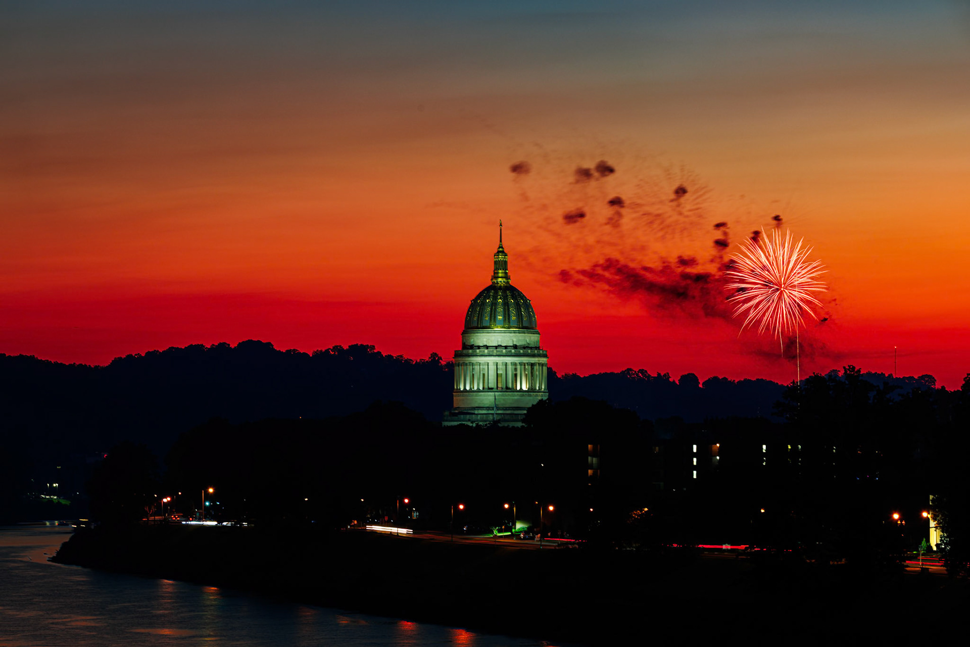 Fireworks behind the WV State Capitol. July 4th, 2025